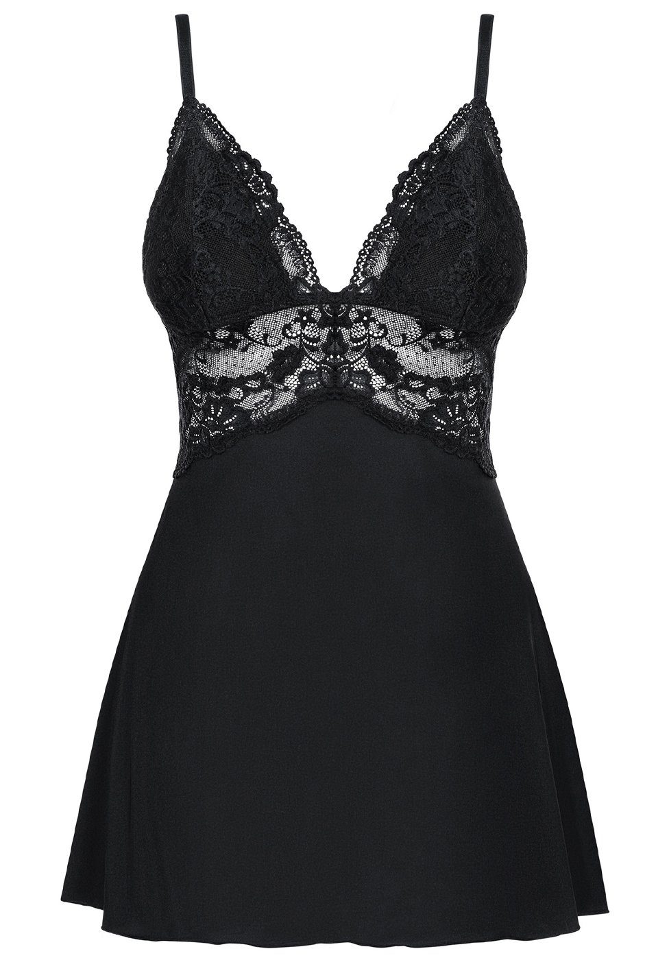 Negligé Babydoll schwarz mit String Negligee mit Spitze