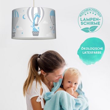 lovely label Pendelleuchte Heißluftballons blau/grau - Hängelampe Kinderzimmer, Plug & Shine, LED wechselbar