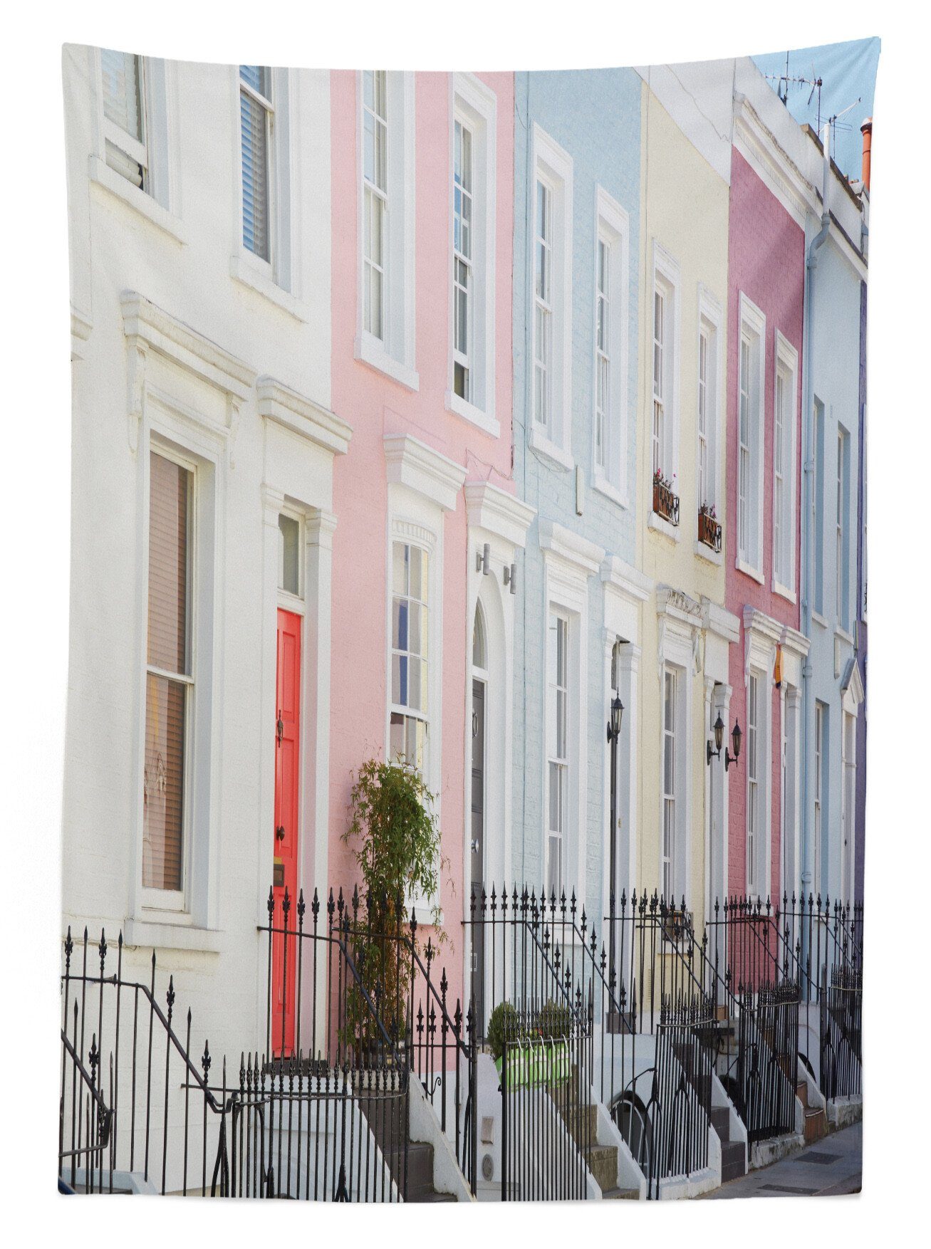 geeignet Abakuhaus Pastellfarbe Farbfest den Klare Tischdecke Stadt Für Außen Waschbar Farben, Alte Bereich Häuser London