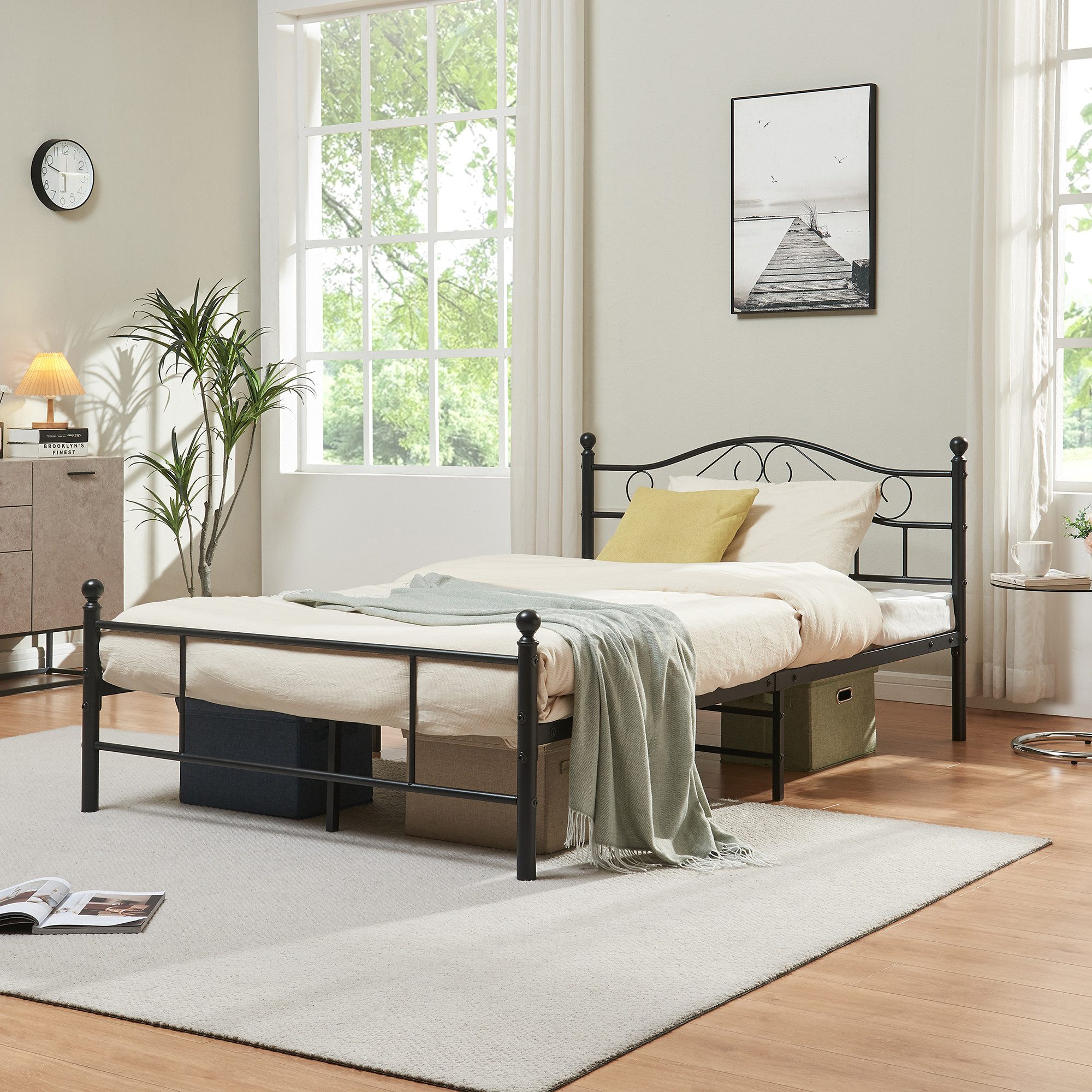 en.casa Metallbett, »Florenz« 120x200 Schwarz Bettgestell günstig online kaufen