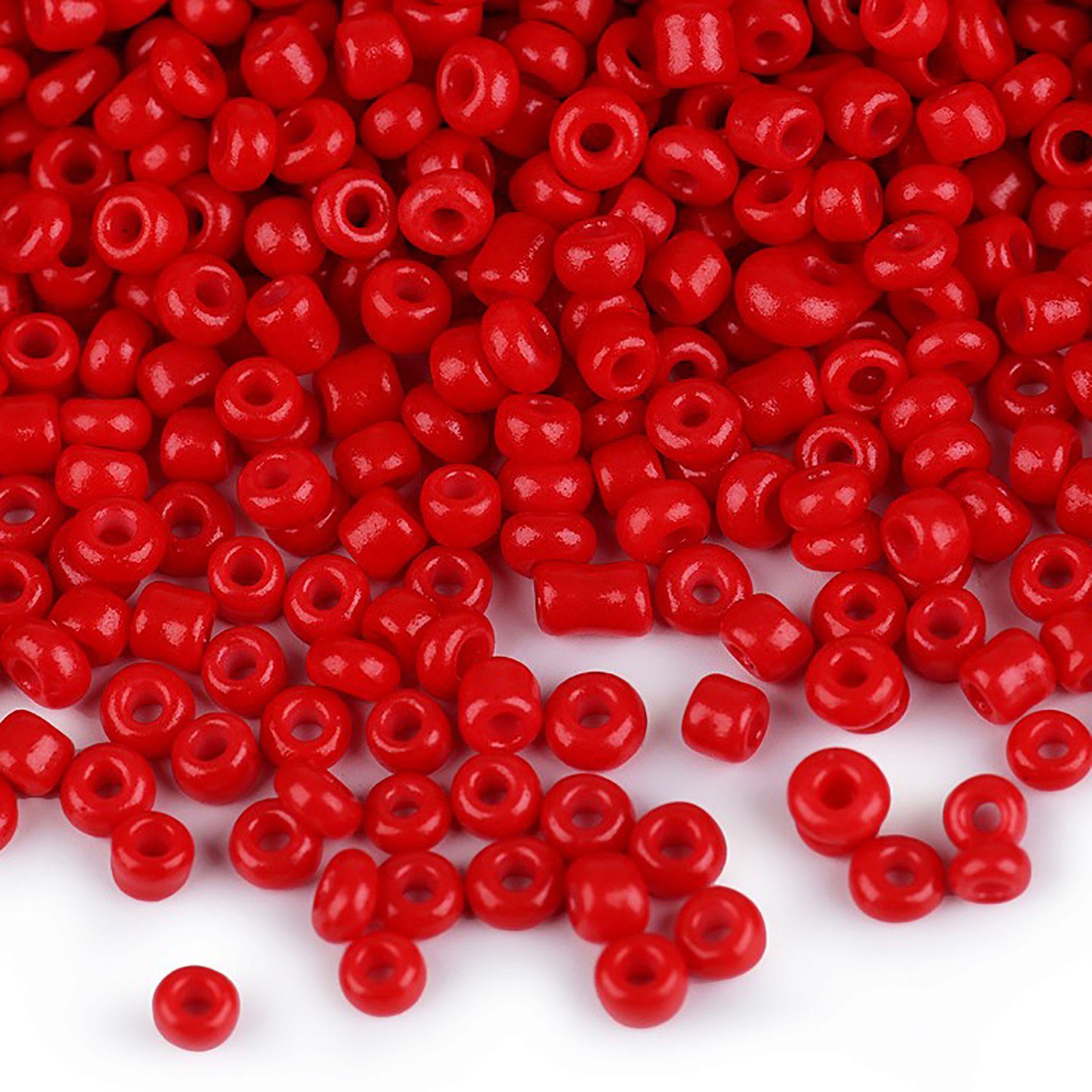 maDDma Bastelperlen 50g Rocailles Glasperlen 2mm Rocaillesperlen Perlen Schmuck, (50g-Abpackung 1-tlg), rot