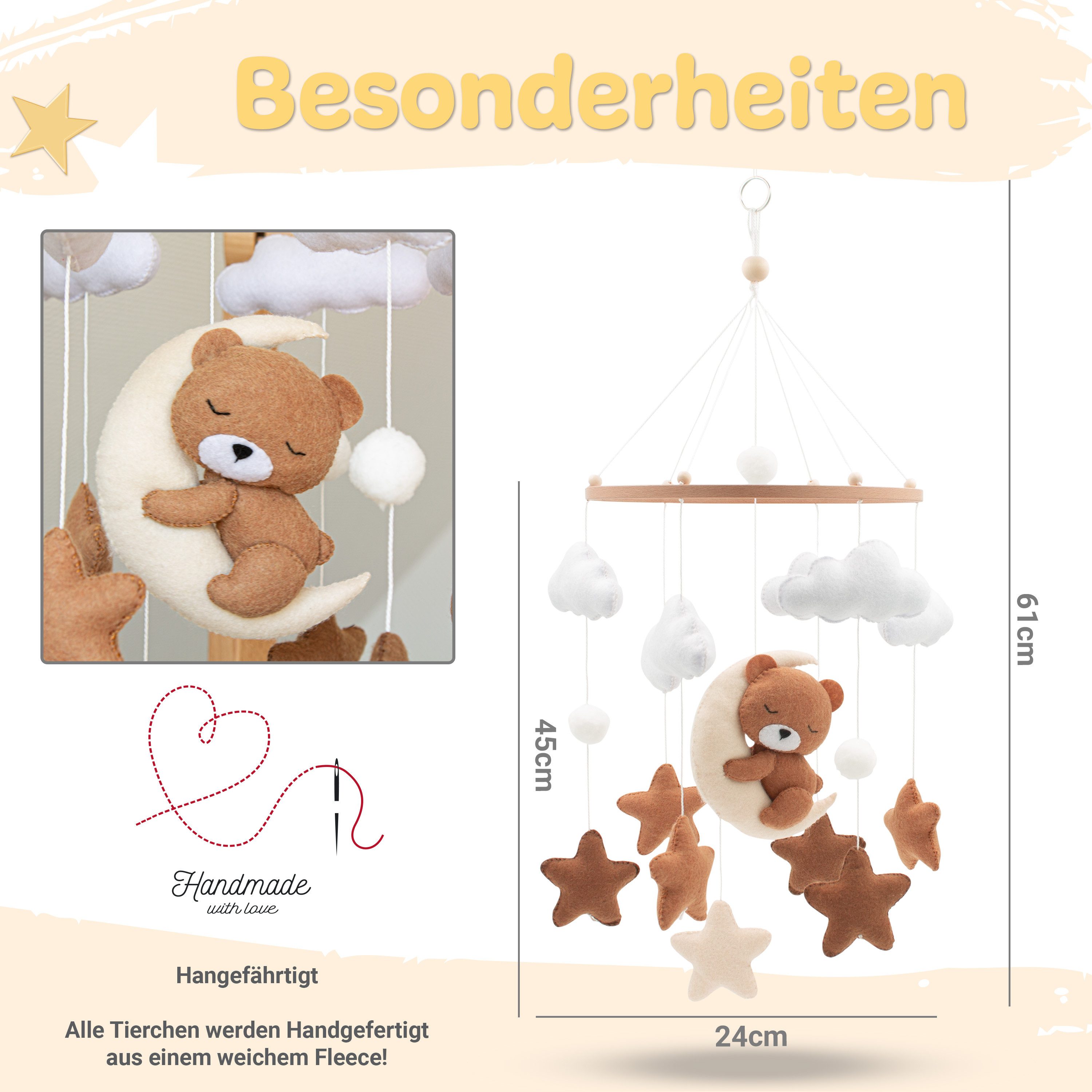 Babykajo Mobile, (1-tlg., Baby Mobile), Baby mobiles mit süßen Tierchen Designs