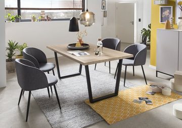 TPFLiving Esstisch ONNI - Esszimmertisch, MDF mit Dekor Sonoma Eiche, Gestell Metall (Hochwertiger Küchentisch mit stylischem Kufengestell, 1-St., Designertisch, natur, Gestell schwarz), Tisch Esszimmer - Maße (BxHxT): 160x75x90 cm - Plattenstärke: 4 cm