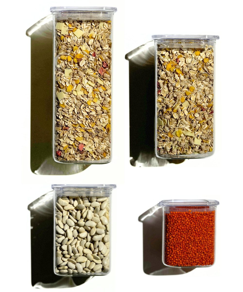 Zoha Vorratsglas Eckige Vorratsdosen aus Glas mit luftdichtem Deckel, Stapelbar, Borosilikatglas, (Komplett Set, 4-tlg., Verschiedene Größen), Behälter aus Glas - Borosilikatglas