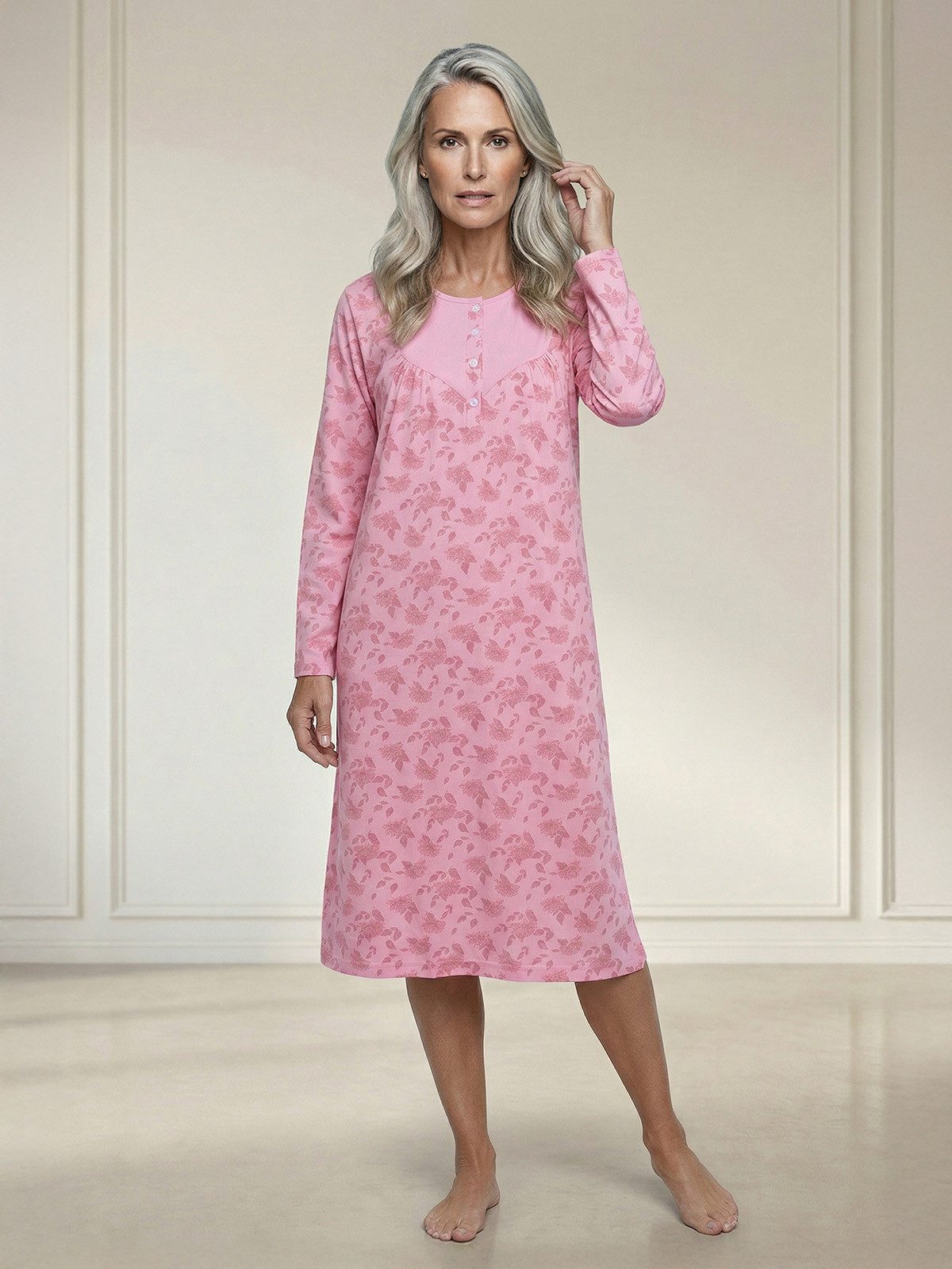 zeitlos Nachthemd Nachthemd Langarm - Romy Chrysantheme günstig online kaufen