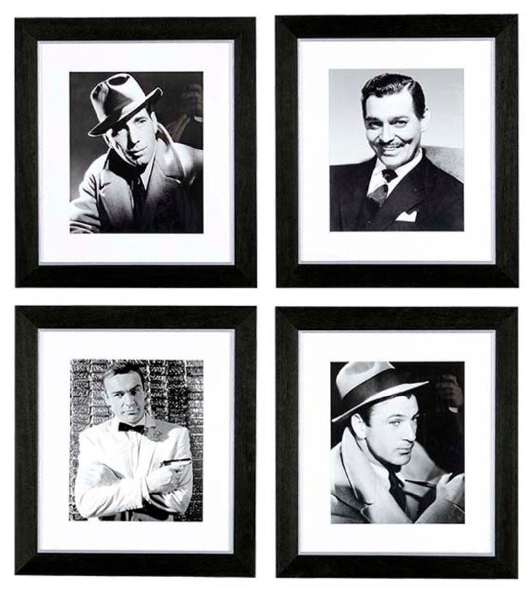 Casa Padrino Bilderrahmen Bilder Set 4 Gentlemen Dunkelbraun / Silber 43 x H. 48 cm - Luxus Wanddekoration