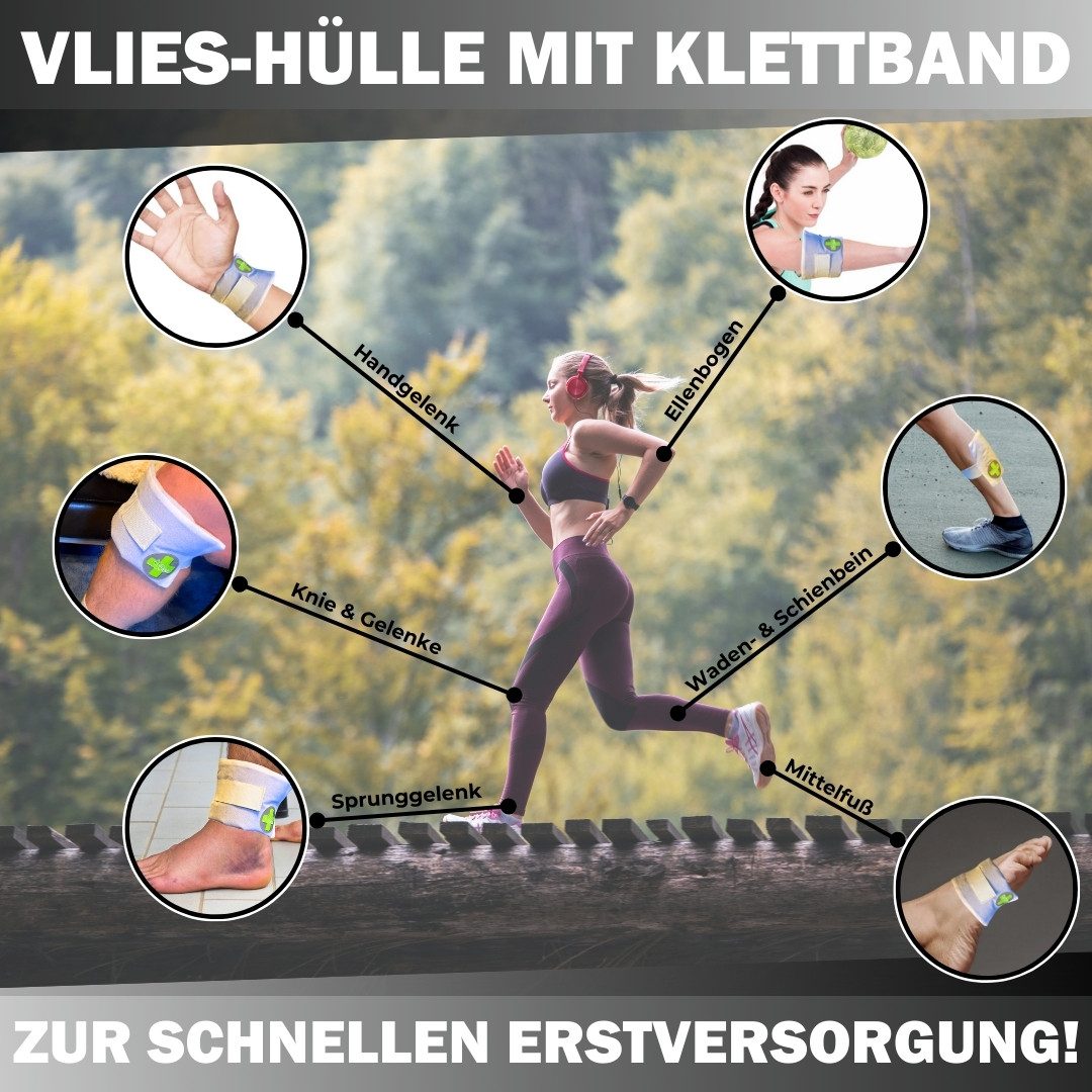 LisaCare Kalt-Warm-Kompresse Kühltaschen - Vlieshülle - Vliesstoffhüllen, Spar-Set 5-tlg., Mit Gummiband & Klettverschluss!