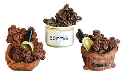 ELLUG Magnet 3er Set Kühlschrankmagnet Magnet Coffee Kaffee mit Kaffeebohnen, Kaffeesack & Kaffeedose Größe 6cm (3-St)