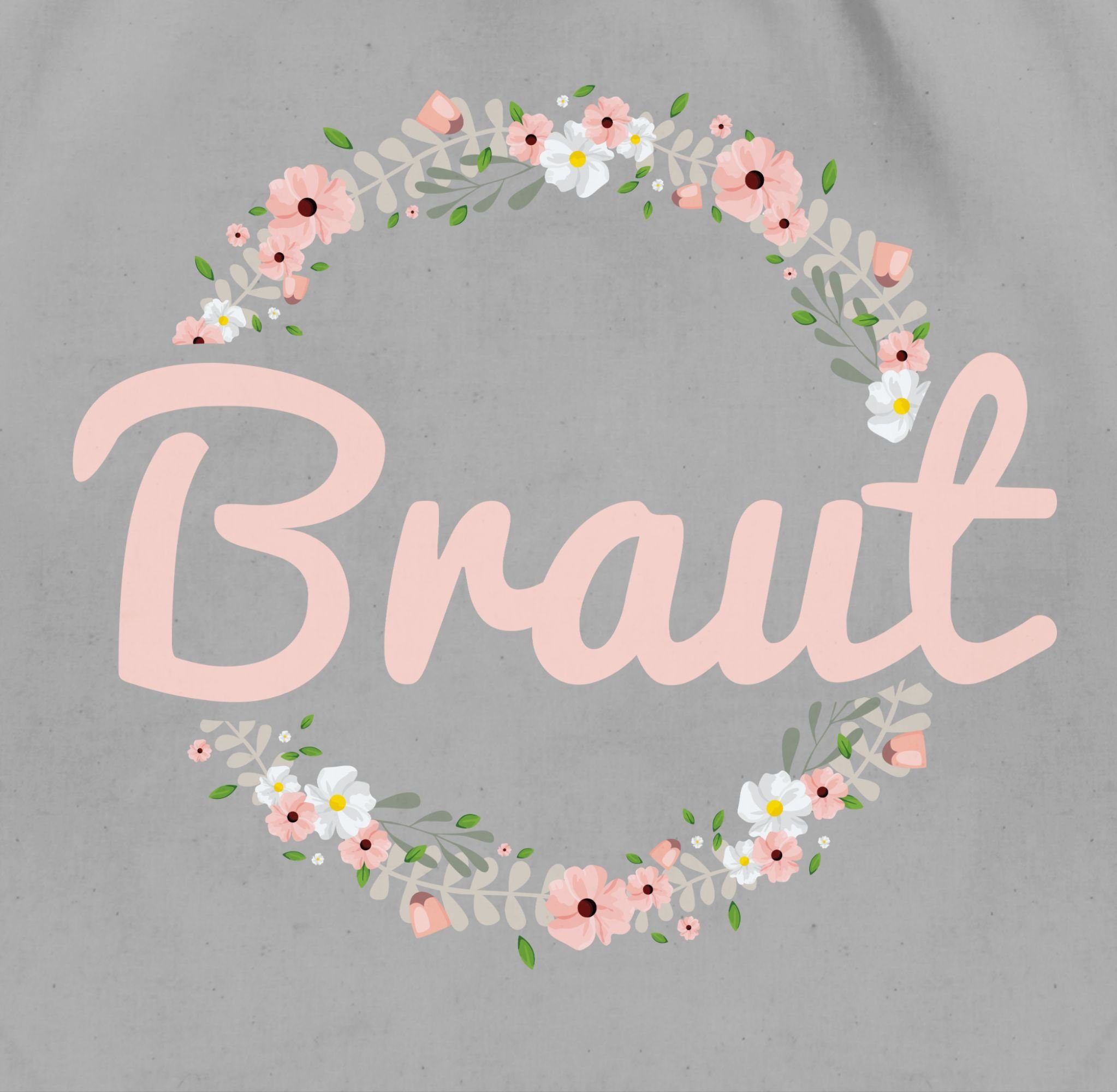 01 Frauen Blumenkranz, Turnbeutel Motiv Shirtracer Braut Junggesellenabschied JGA Hellgrau