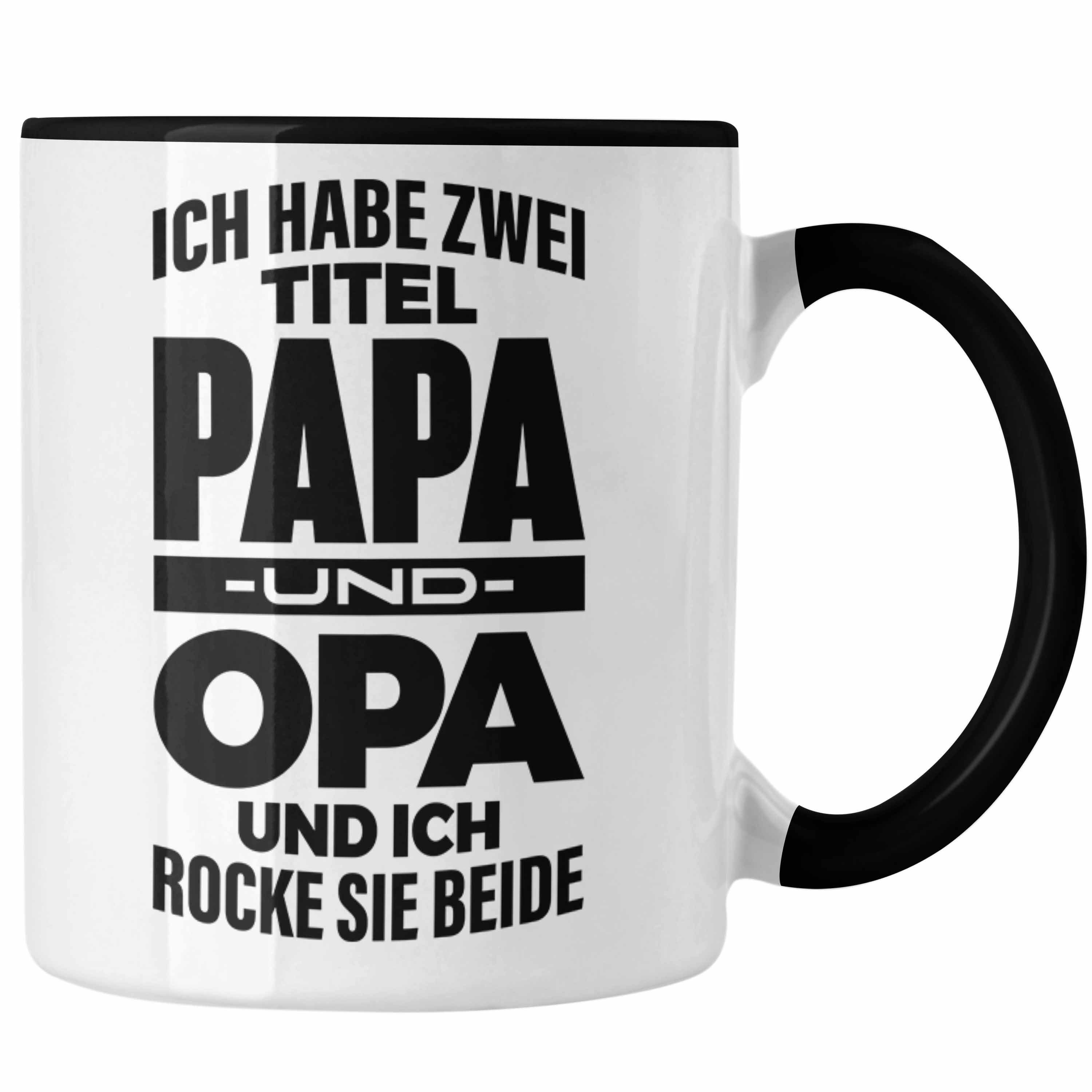 Trendation Tasse Trendation - Papa und Opa Tasse Geschenk für Opa Weihnachten Geburtstag Lustige Tasse Bester Opa Schwarz