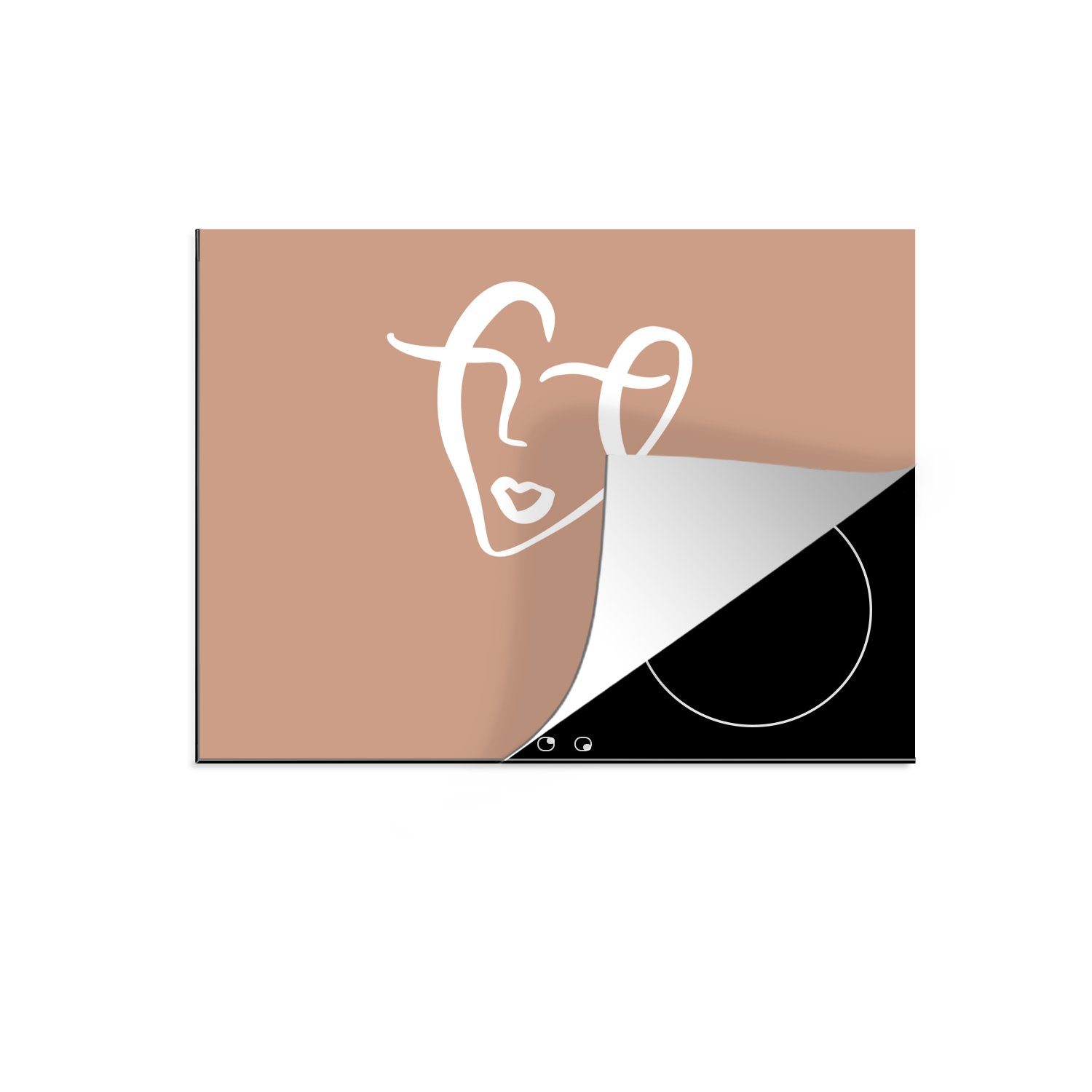 MuchoWow Herdblende-/Abdeckplatte Frau - Gesicht - Abstrakt, Vinyl, (1 tlg), 71x52 cm, Induktionskochfeld Schutz für die küche, Ceranfeldabdeckung