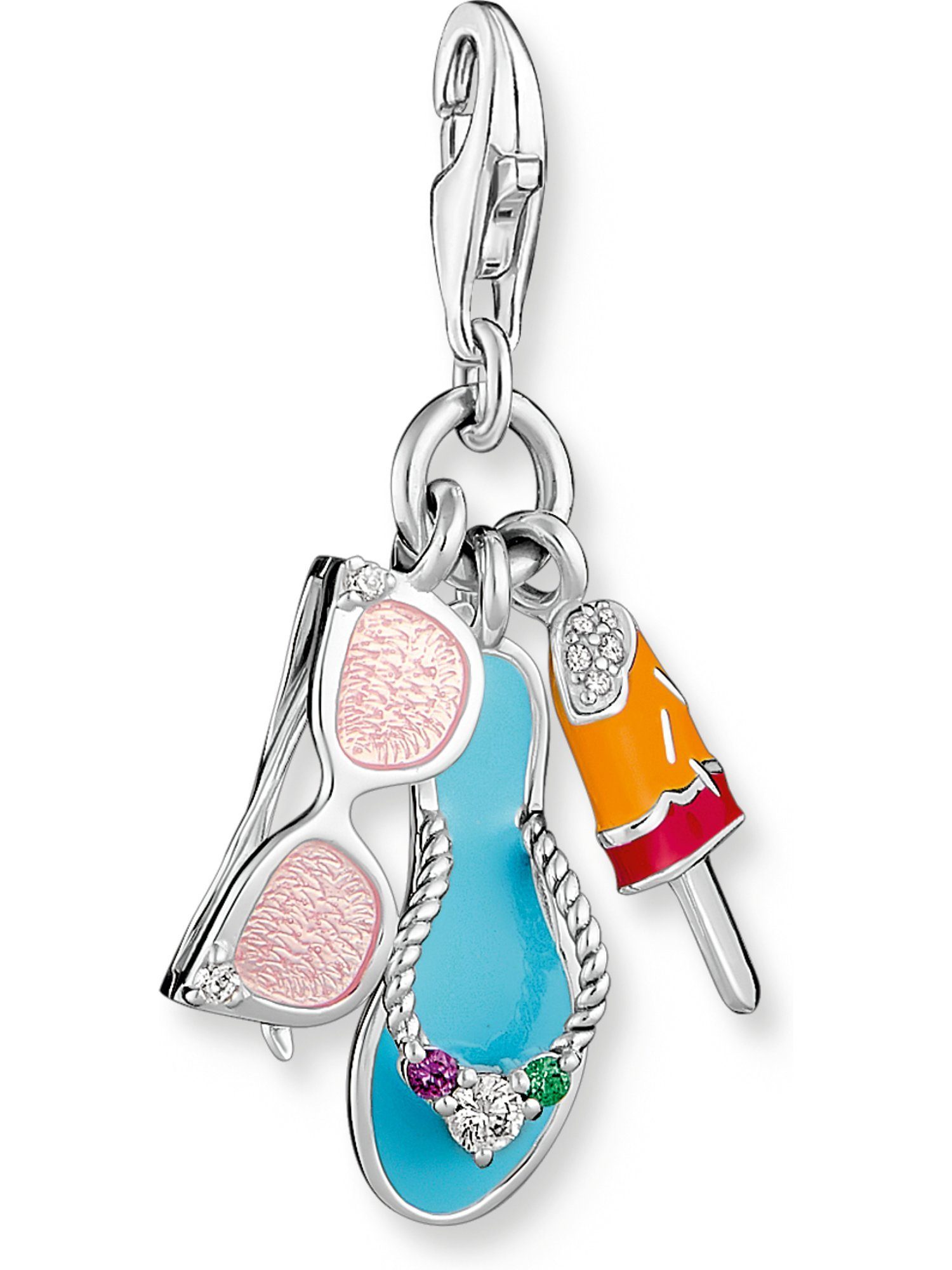Kettenanhänger Thomas Sabo Damen-Charm 925er Silber Zirkonia