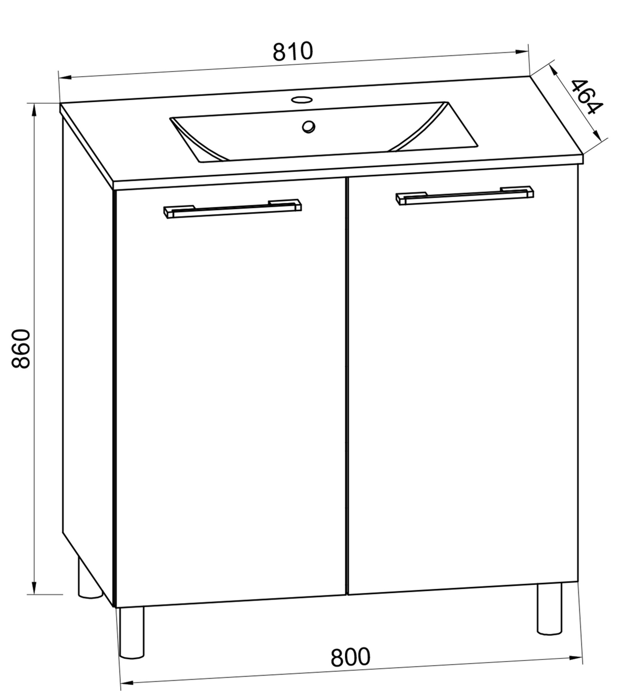 VCM Waschtisch 2tlg-BadinosS2DT 86x80x46cm (Set, 2-St., 1x Unterschrank 1x Waschbecken)