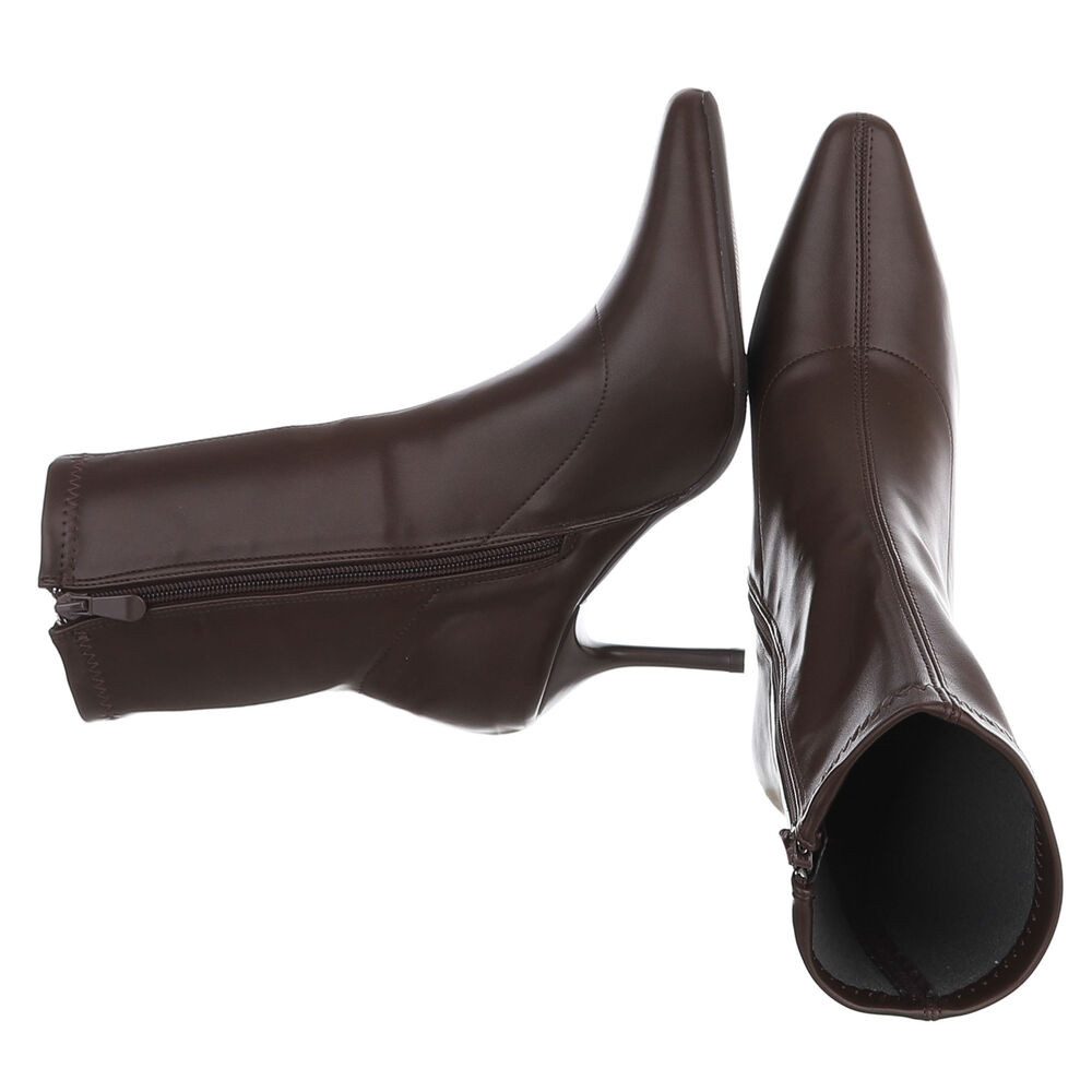 Ital-Design Damen Stiefelette mit Stilettoabsatz und hohem Schaft High-Heel-Stiefelette (92214129) Pfennig-/Stilettoabsatz Stiefeletten in Braun