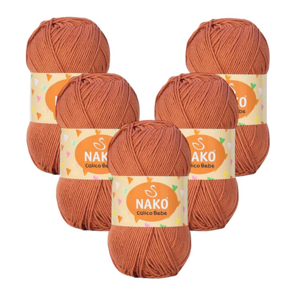NAKO 5 x NAKO Calico Bebe Häkelwolle, 245 m, Baumwoll-Strickgarn,Häkelgarn,Babygarn
