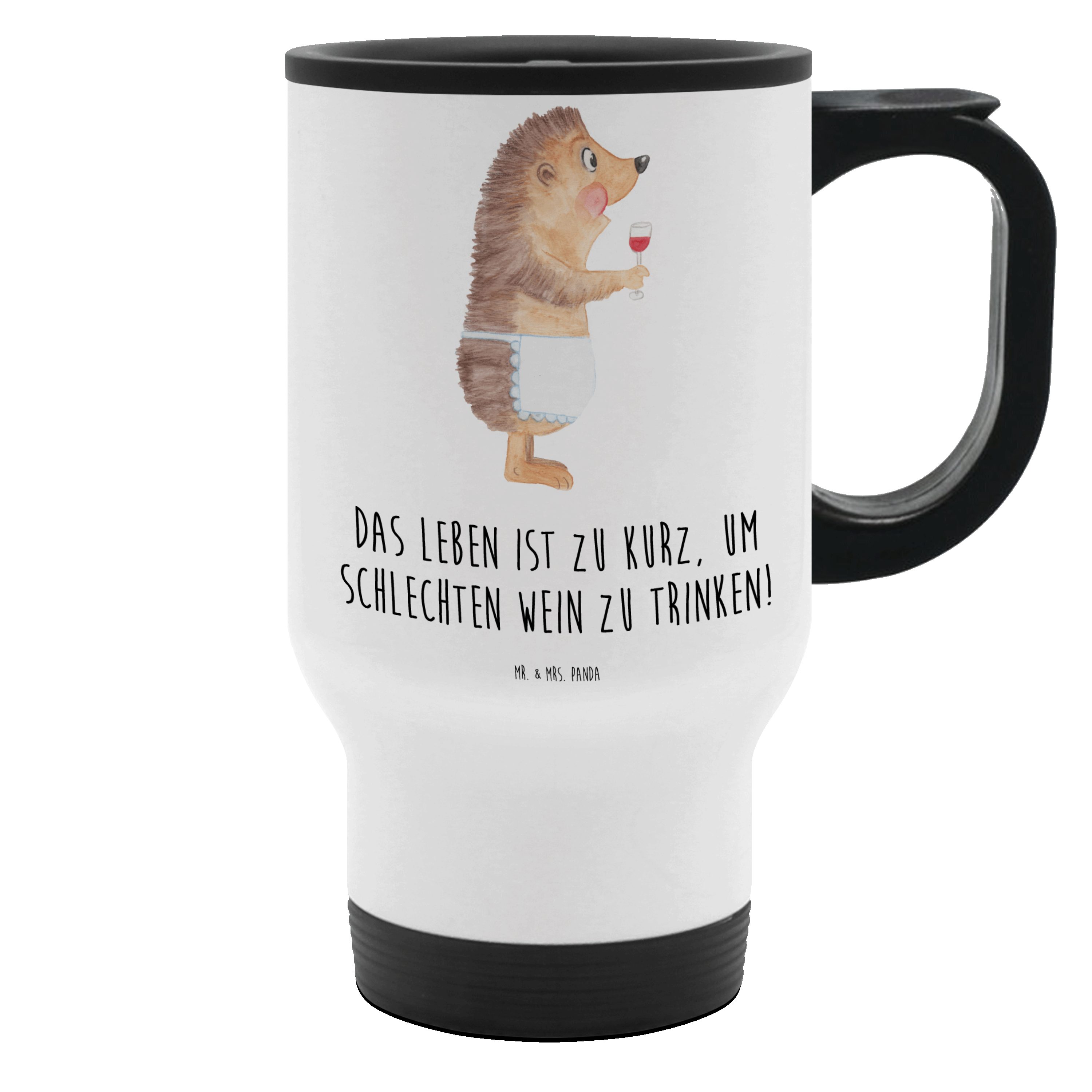 Mr. & Mrs. Panda Thermobecher Igel Wein - Weiß - Geschenk, Tiere, Tiermotive, Warmhaltetasse, Gesch, Edelstahl, Smartes Deckeldesign
