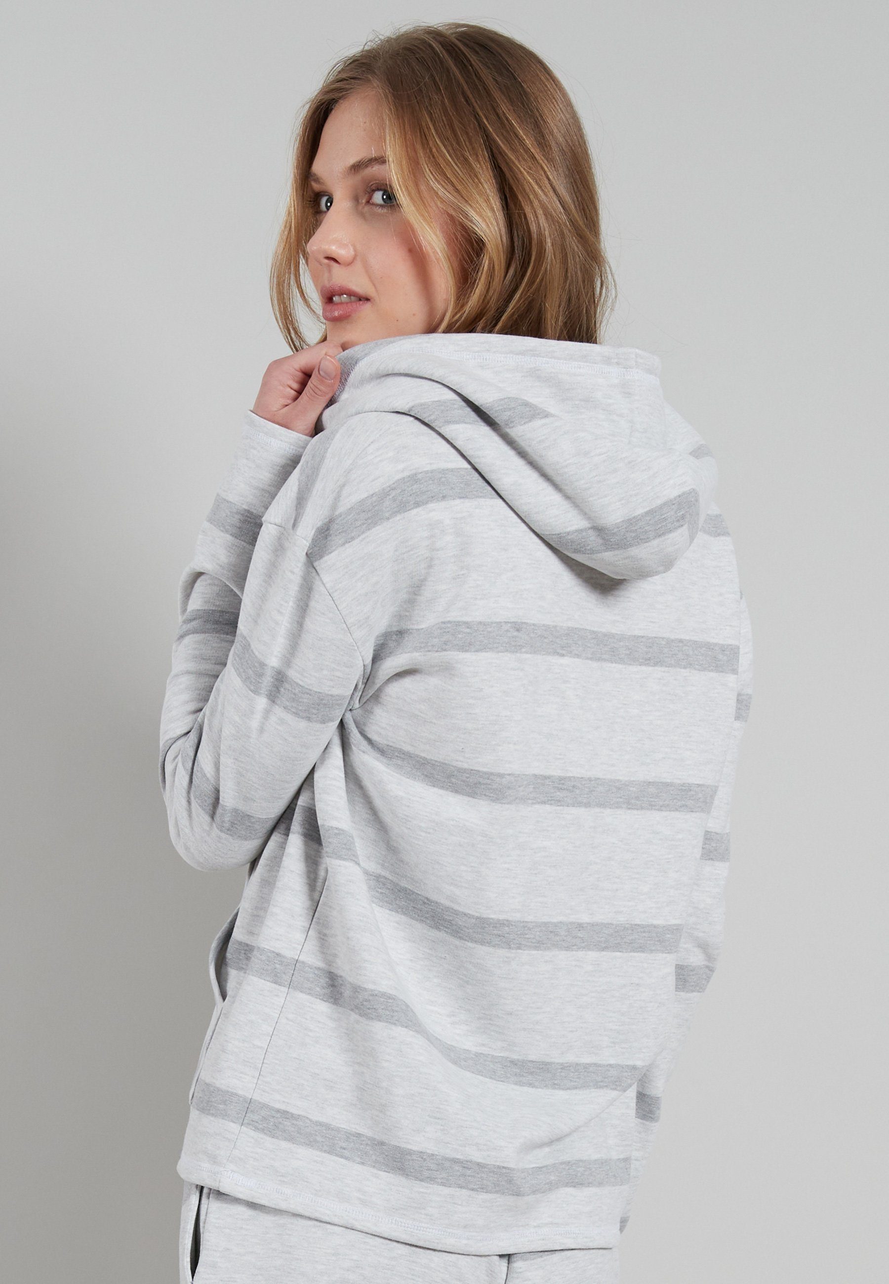 TOM TAILOR Kapuzensweatshirt Manila Baumwollmix, Langarm, mit Kapuze, Streifendesign, atmungsaktiv, bequem