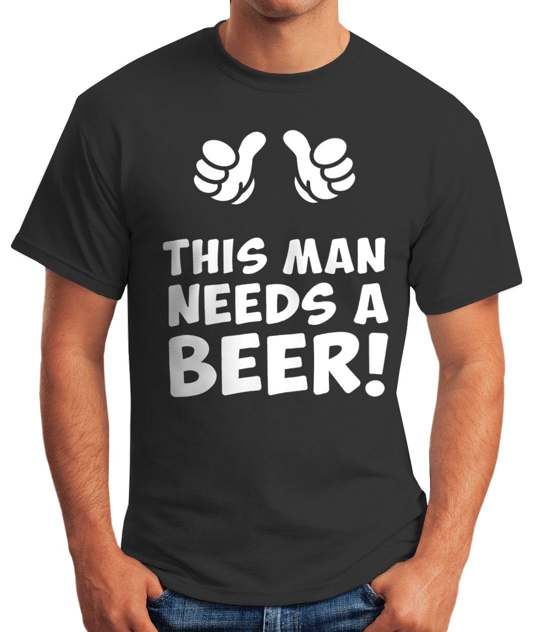 Print-Shirt schwarz beer Moonworks® Bier man Herren mit needs Print T-Shirt MoonWorks This a