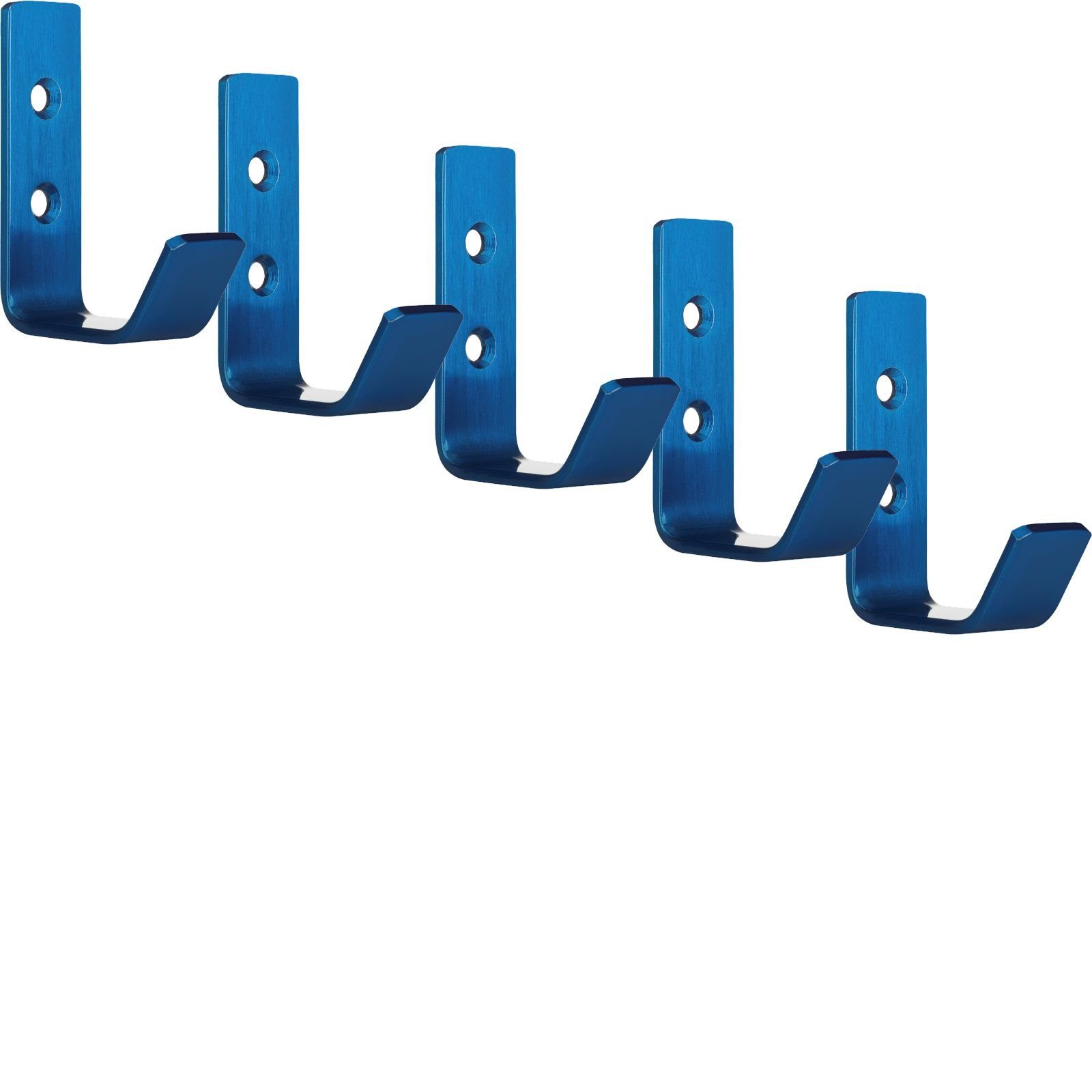 SO-TECH® Kleiderhaken Wandhaken, aus Edelstahl, 60 x 20 x 45 mm, (5-St), kleiner Jackenhaken mit abgerundeten Kanten blau