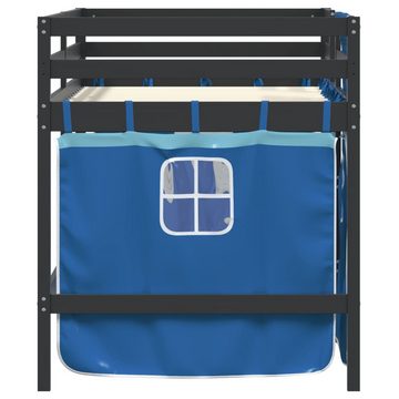 vidaXL Bett Kinderhochbett mit Vorhängen Blau 80x200 cm Massivholz Kiefer