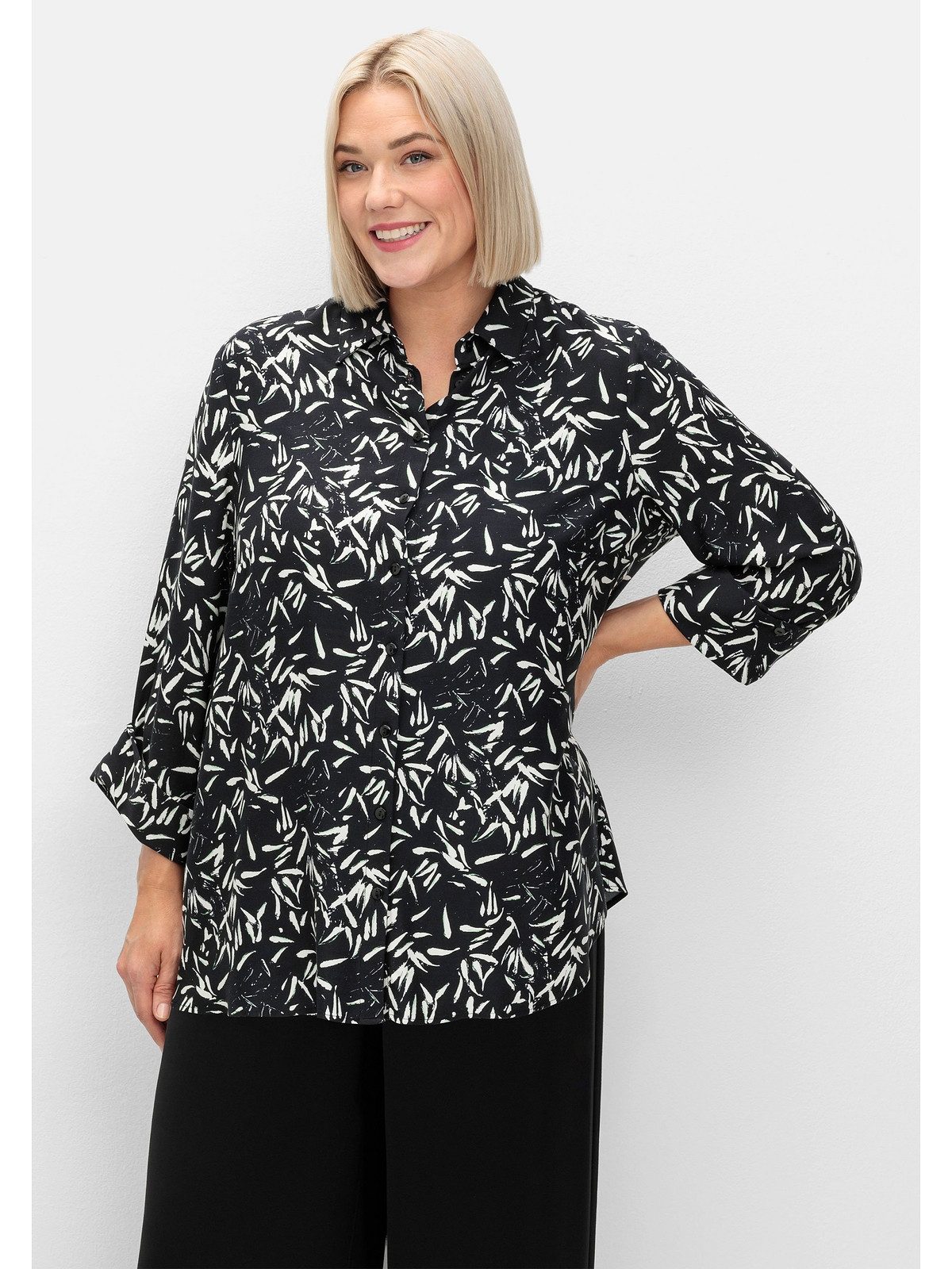 Sheego Hemdbluse Große Größen mit Blätterprint günstig online kaufen