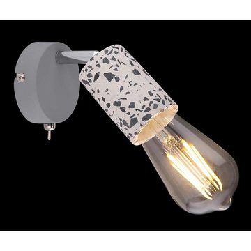 etc-shop Wandleuchte, Leuchtmittel nicht inklusive, Wand Spot Lampe Metall Leuchte Grau Chrom Terrazzo Stein Optik Schlaf