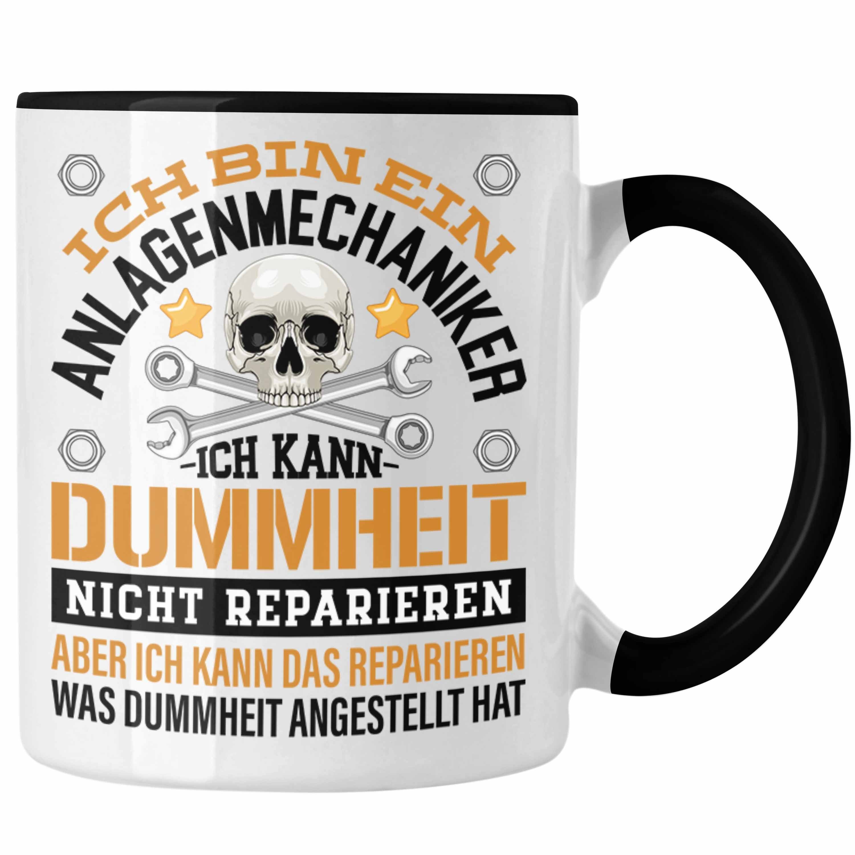 Trendation Tasse Anlagenmechaniker Tasse Geschenk Spruch Männer Schwarz