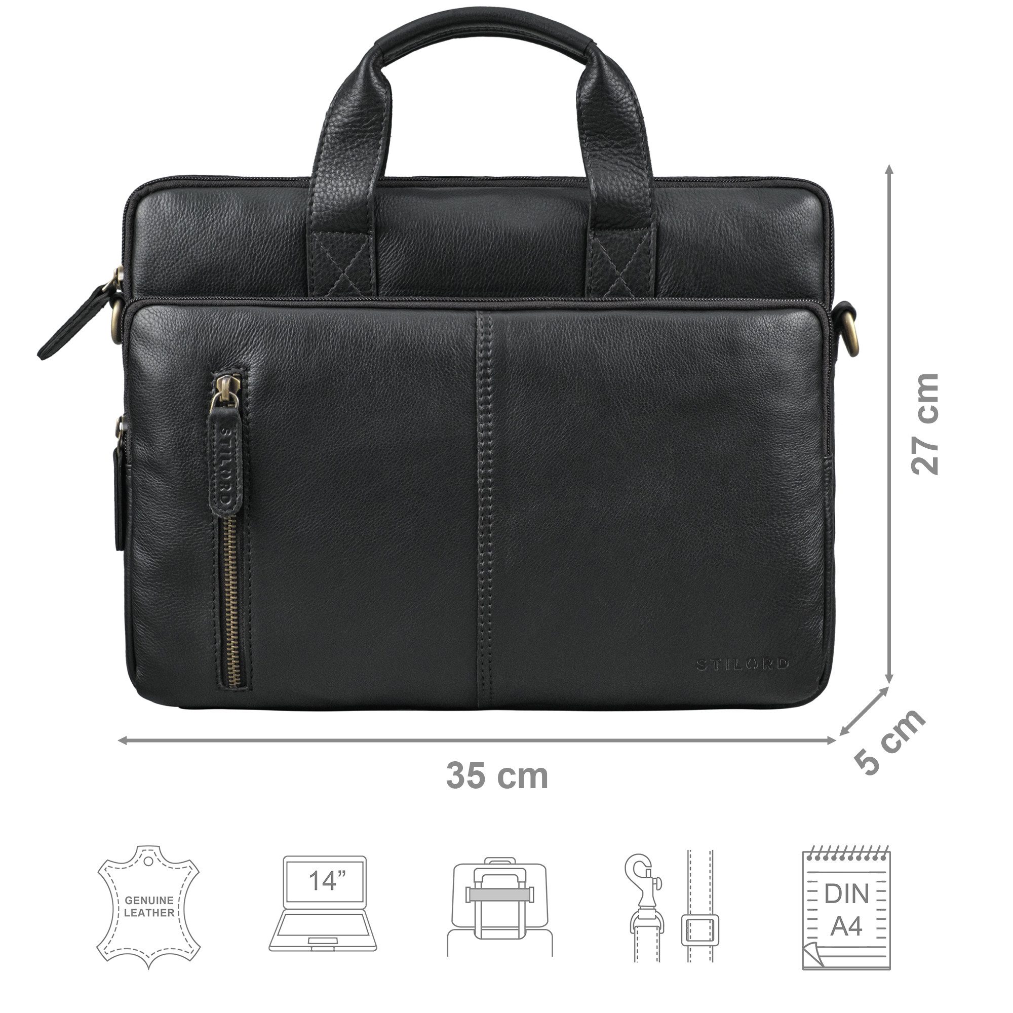 STILORD Laptoptasche "Raihn" Leder Umhängetasche Herren 13.3 - 14 Zoll