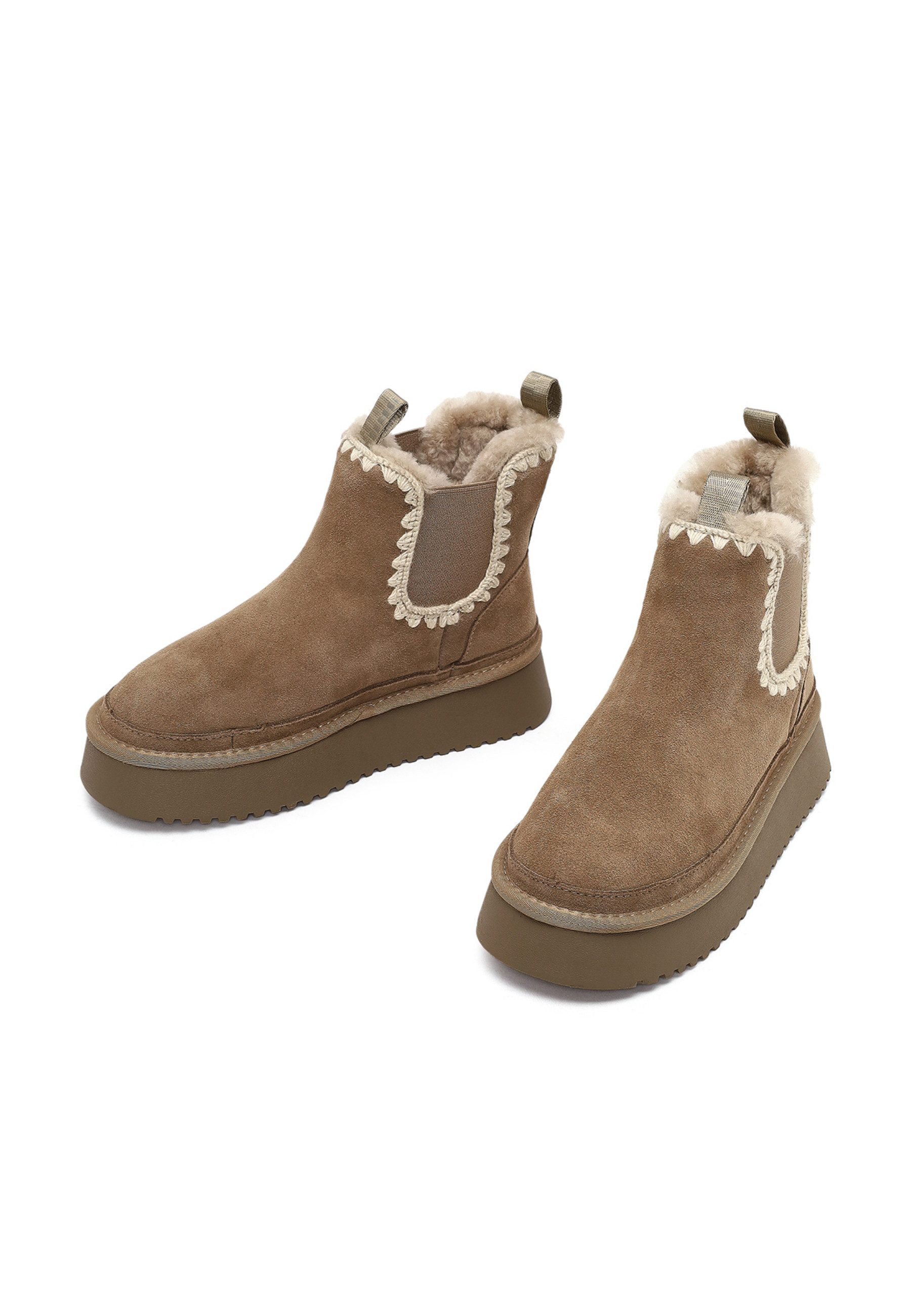 Derimod Teddy-Stiefel aus Veloursleder Ankleboots