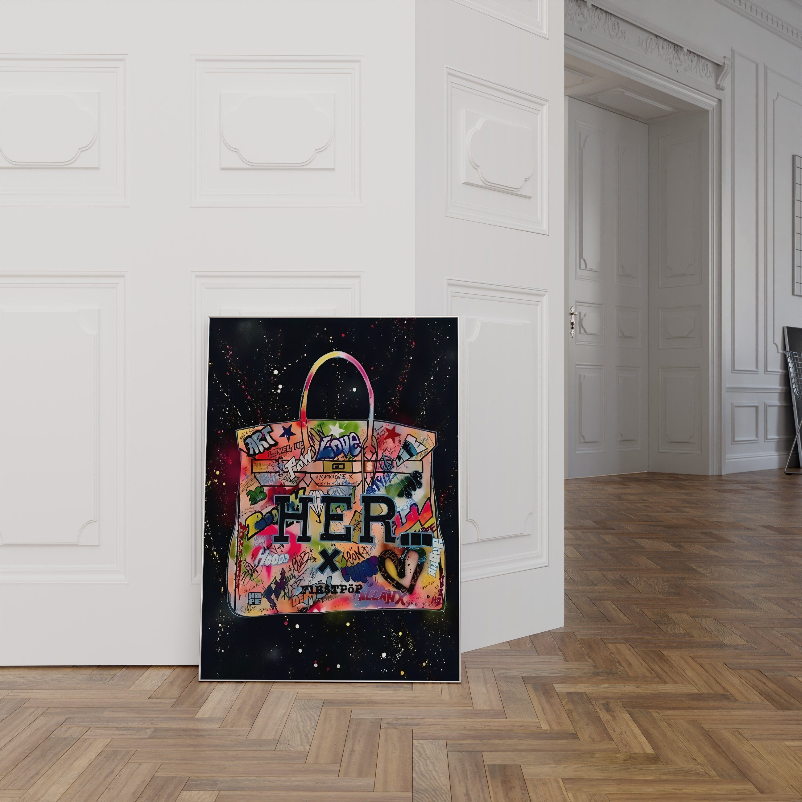 Multicolor Graffiti Poster · Handtasche Rahmen Premium Poster JUSTGOODMOOD ohne ®