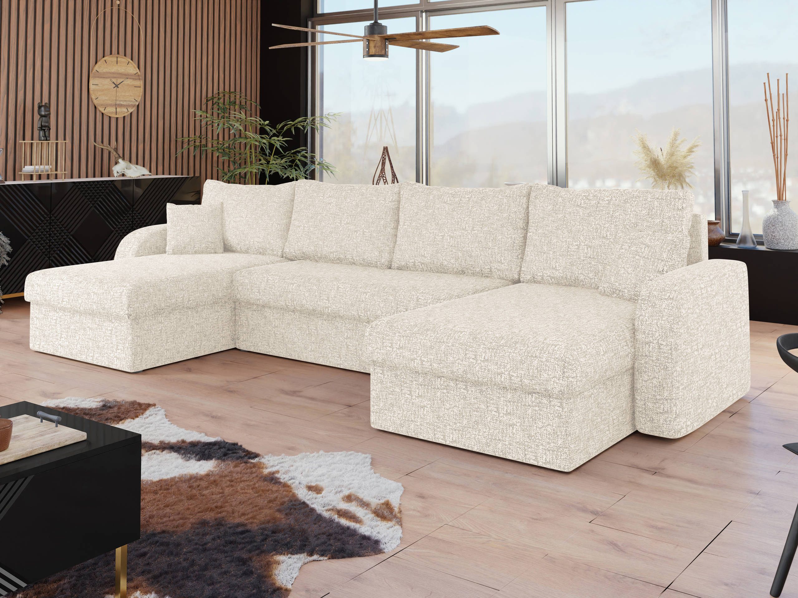 MIRJAN24 Wohnlandschaft Kris U Lux, mit Schlaffunktion und drei Bettkasten, U-Form mit Kissen-Set, L: 304 cm