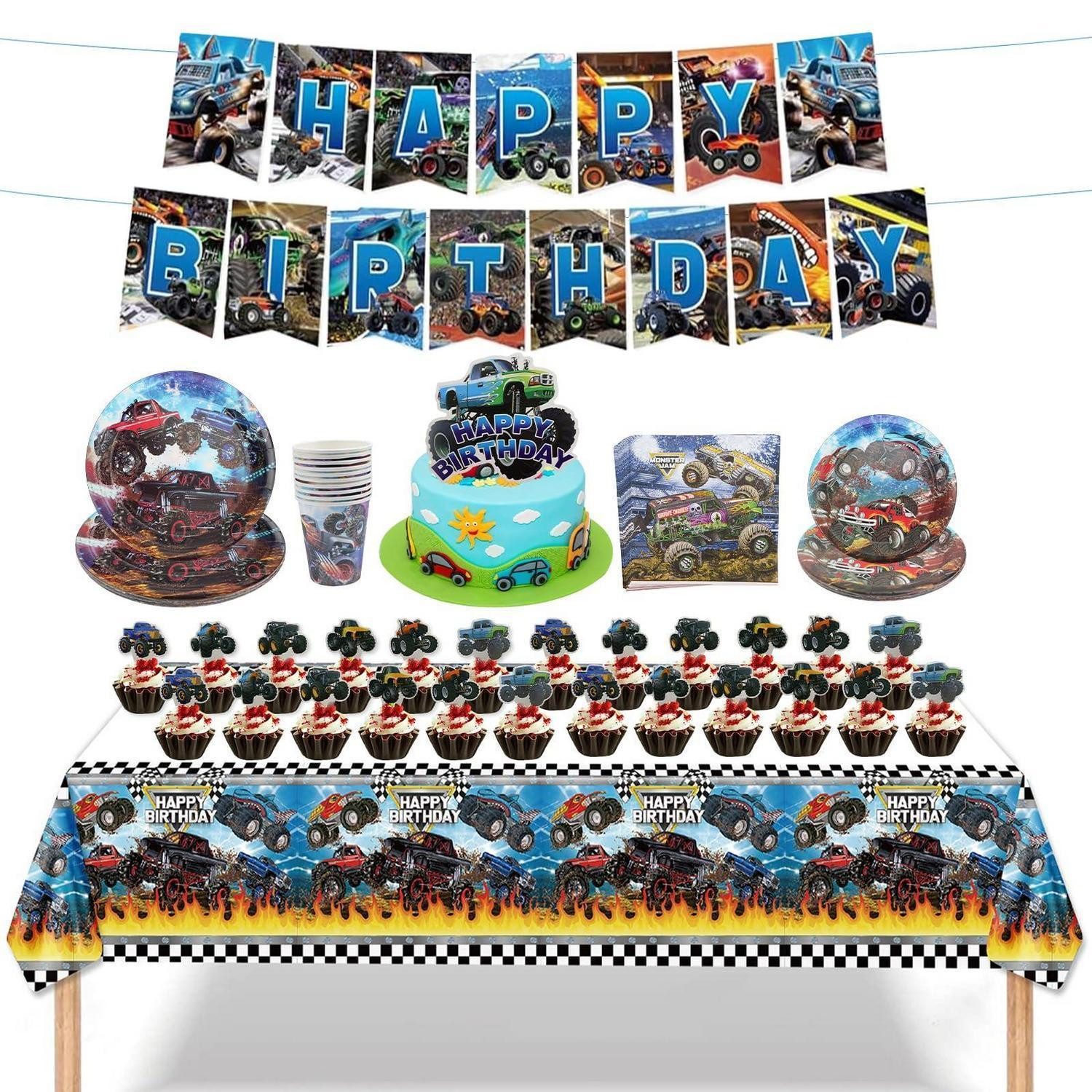 LuxusKollektion Dekofigur Monster Truck Partygeschirr Set Pappteller Kindergeburtstag (1 St)