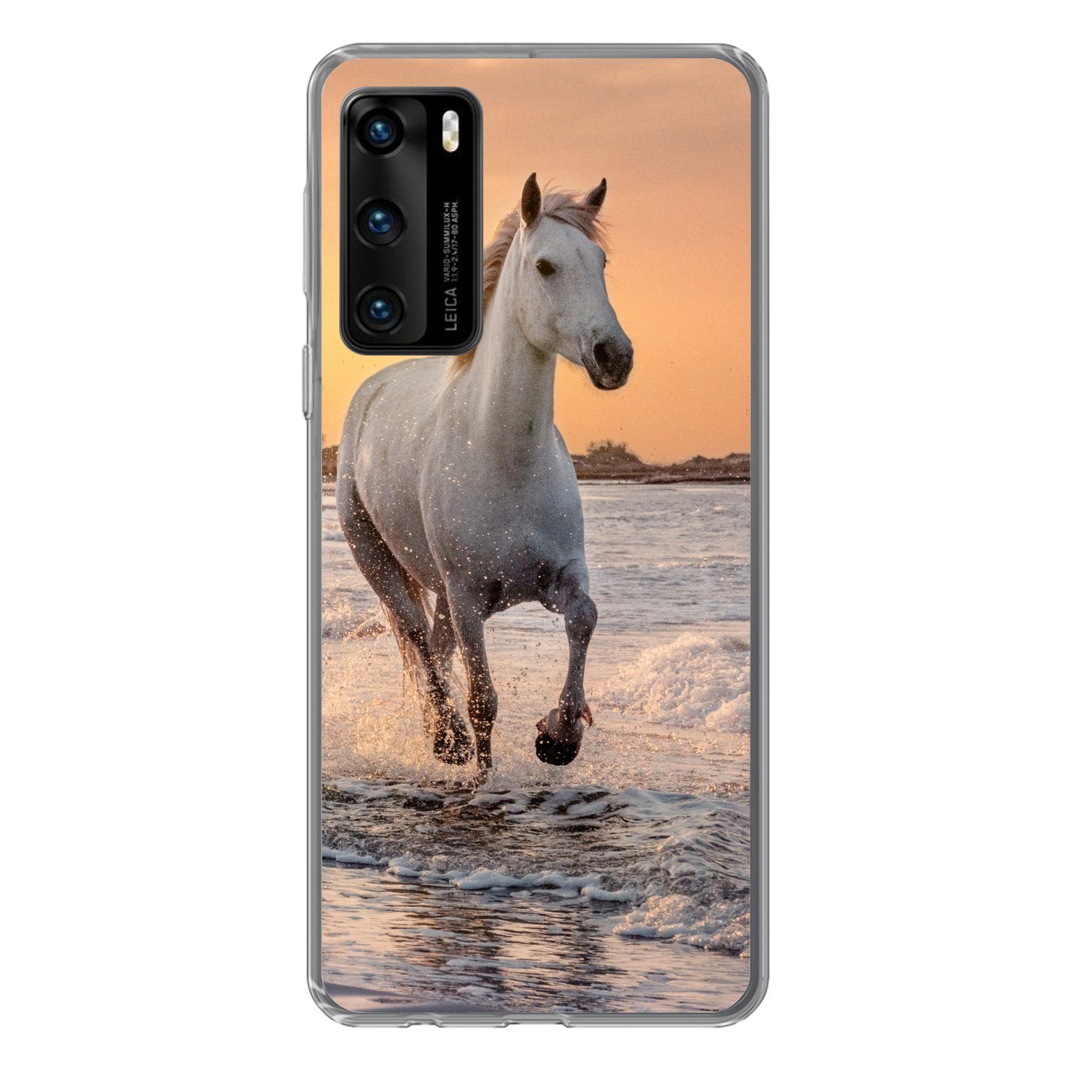 MuchoWow Handyhülle für Huawei P40 Pferde - Sonne - Meer - Strand - Tiere, Handy Case, Silikon, Bumper Case Dünn