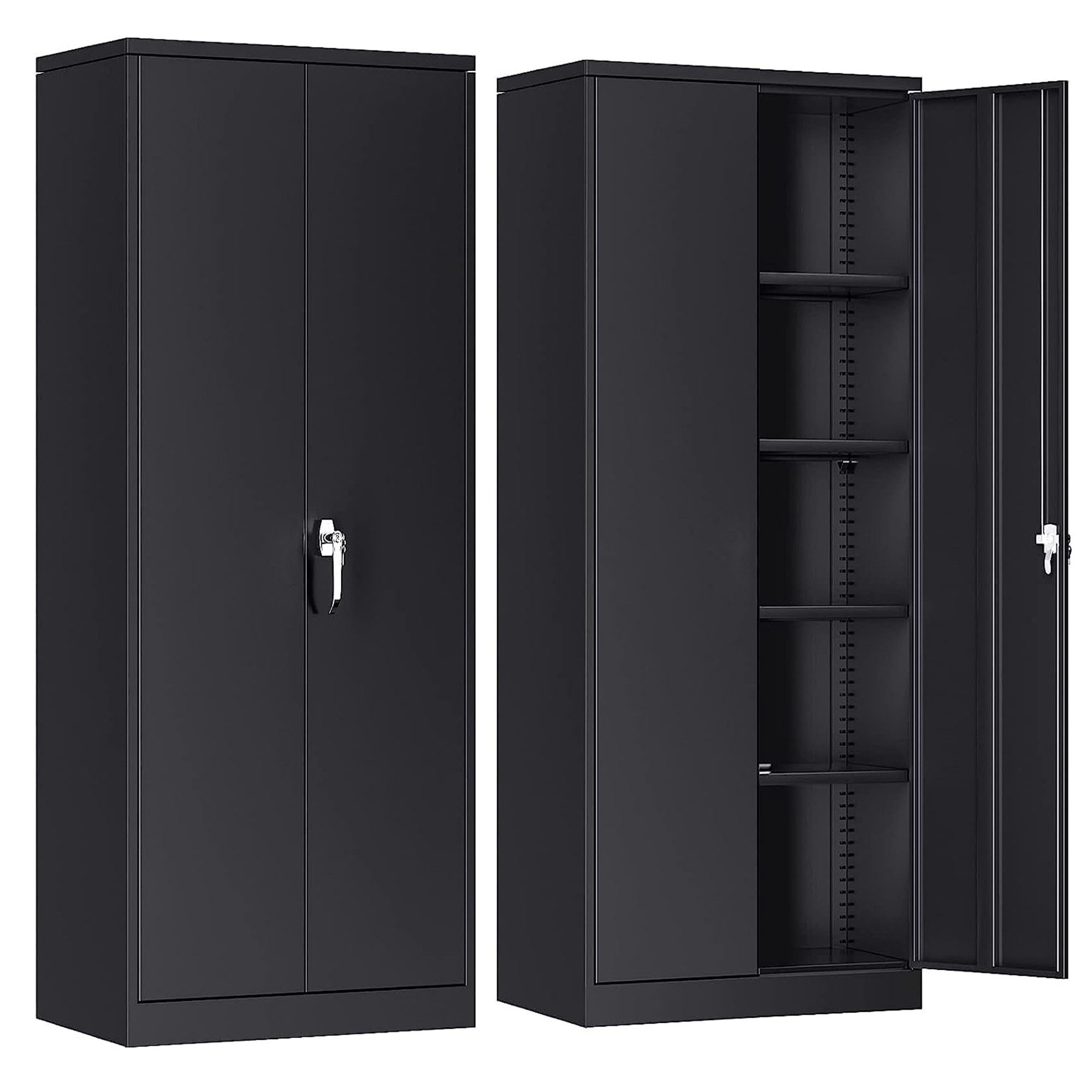 AOBABO Aktenschrank Pulverbeschichtung Metallschrank Mehrzweckschrank für Werkzeuge,Garage (1-St) 4 höhenverstellbaren Fachböden, 180 x 80 x 40 cm