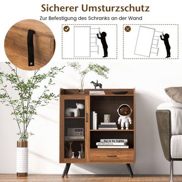 COSTWAY Weinschrank mit Weinregal, Glashaltern, Schublade & Tür, 80x40x95cm