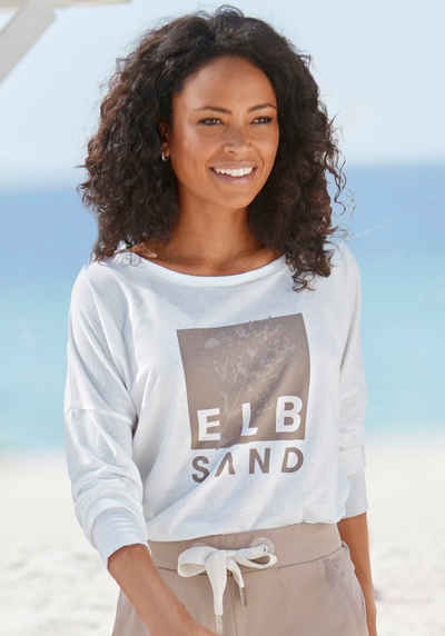 Elbsand Langarmshirt mit Logodruck, Baumwoll-Mix, sportlich-casual