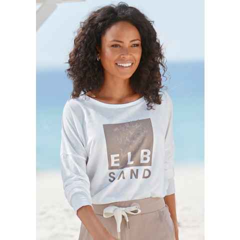 Elbsand Langarmshirt mit Logodruck, Baumwoll-Mix, sportlich-casual