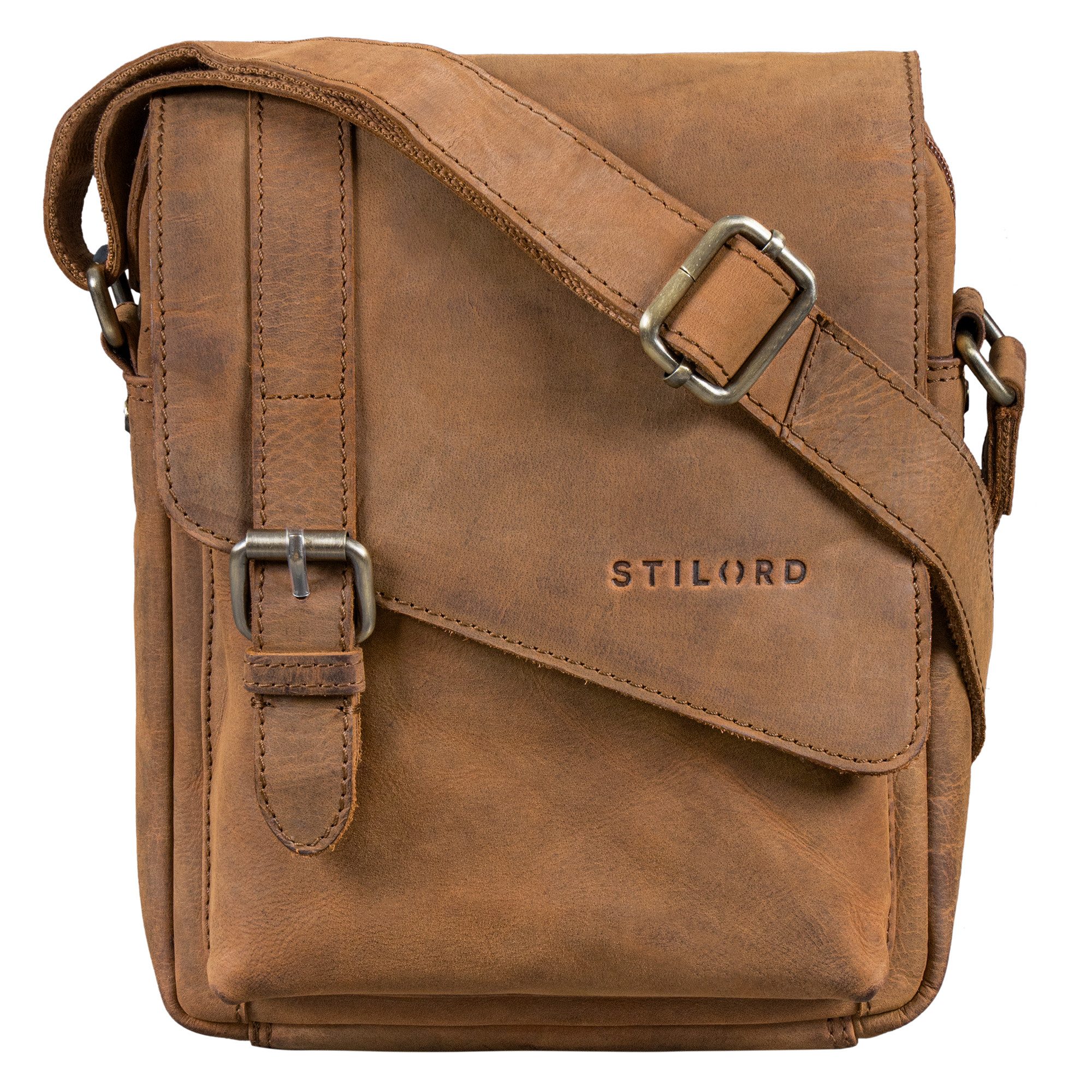 STILORD Schultertasche "Ryder" Kleine Vintage Leder Herrenhandtasche zum Umhängen, Echtleder Umhängetasche mit Magnetverschluss