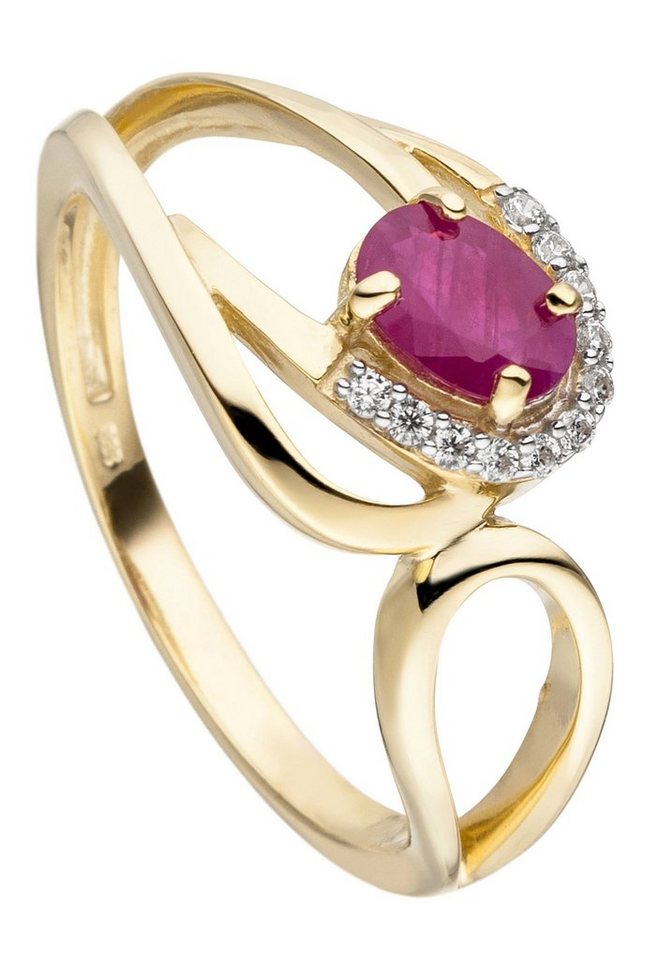 JOBO Fingerring Ring mit Rubin und Zirko... JOBO Fingerring Ring mit Rubin und Zirko...
