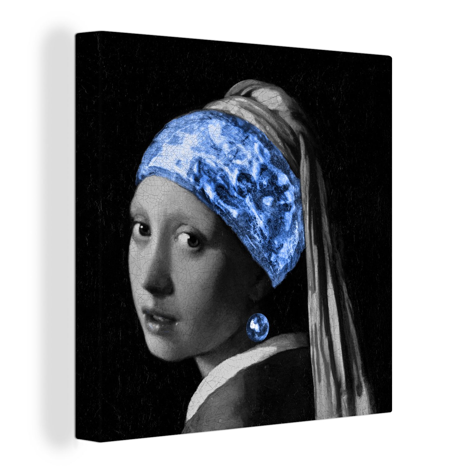 OneMillionCanvasses® Gemälde Mädchen mit einem Perlenohrring - Vermeer - Blau, (1 St), Leinwand Bilder für Wohnzimmer Schlafzimmer