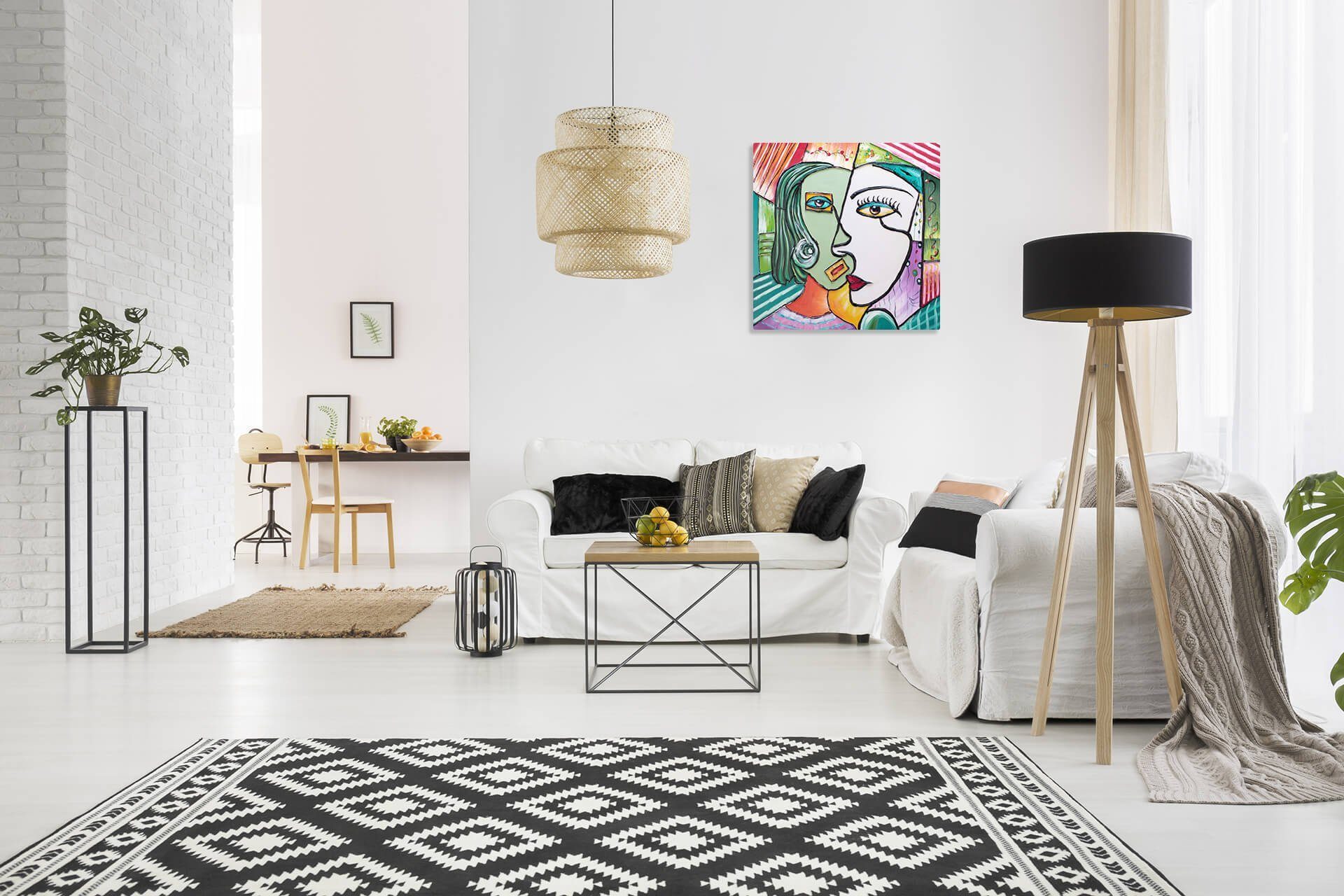 KUNSTLOFT Gemälde Perfect Completement 80x80 cm, 100% Wandbild HANDGEMALT Wohnzimmer Leinwandbild