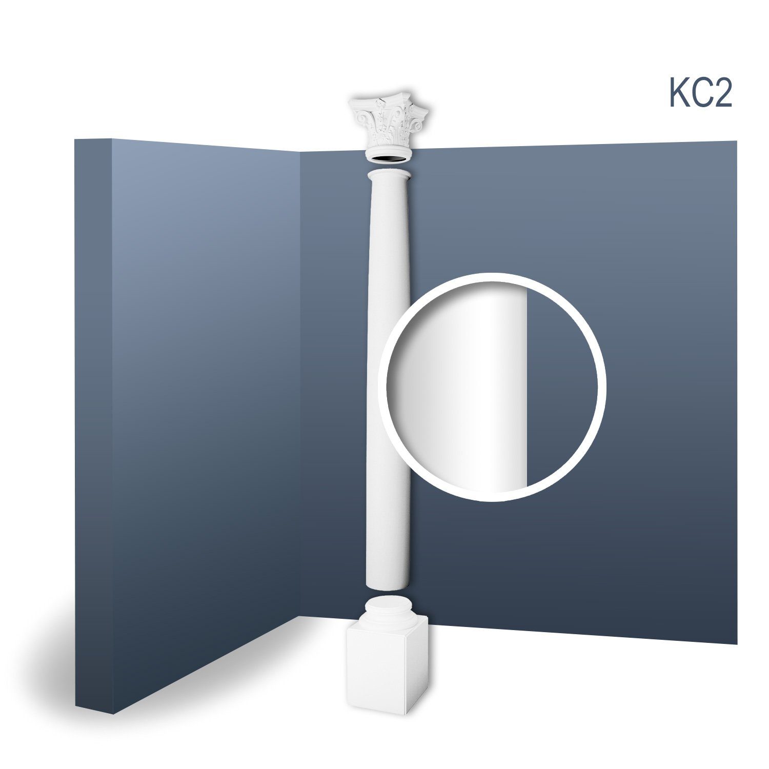 Orac Decor Wanddekoobjekt KC2 (Vollsäulen Komplett Set, 1 St., Set bestehend aus Kapitel, Schaft und Sockel, 3 tlg., Länge ca. 2,87 m), weiß, vorgrundiert, Stil: Korinthisch