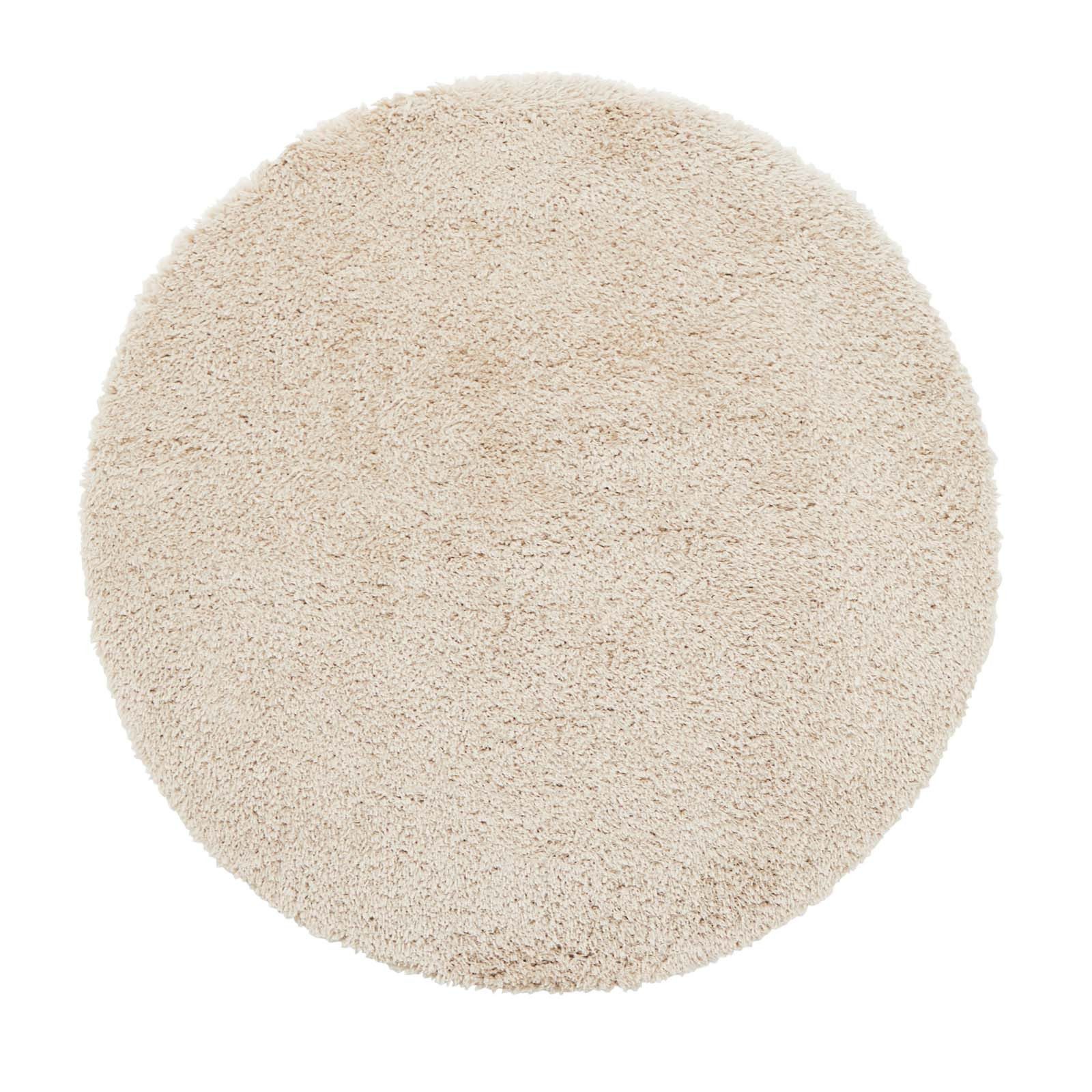TaCa Home Flokati-Teppich Flokati Langflorteppich Shaggy Beige – Hochflor 52 mm, rund, Höhe: 52 mm, Wohnzimmer Schlafzimmer Esszimmer, beige - 160 x 160 cm