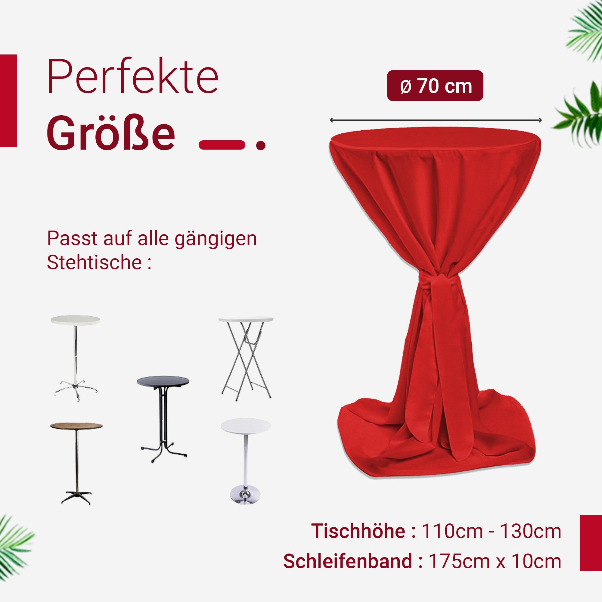 TexDeko Stehtischhusse Premium für Bistrotisch mit Schleifenband Bartisch-Ü günstig online kaufen