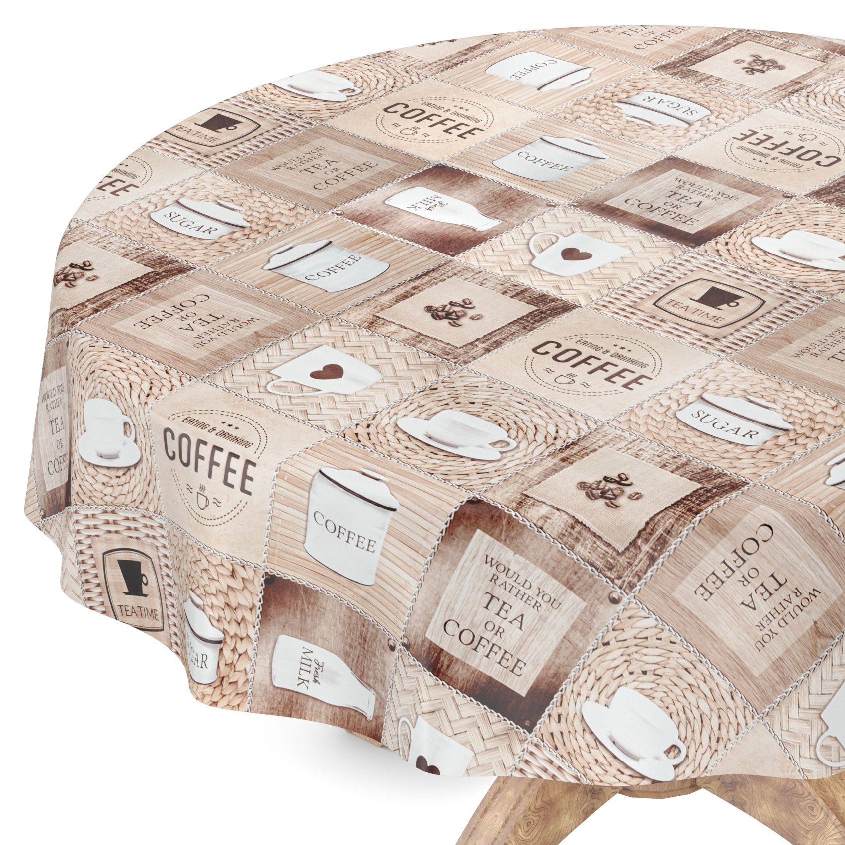 ANRO Tischdecke Wachstuchtischdecke Gartentischdecke Wachstischdecke (Einzelstück 1-tlg), Glatt Rund 100cm wasserabweisend