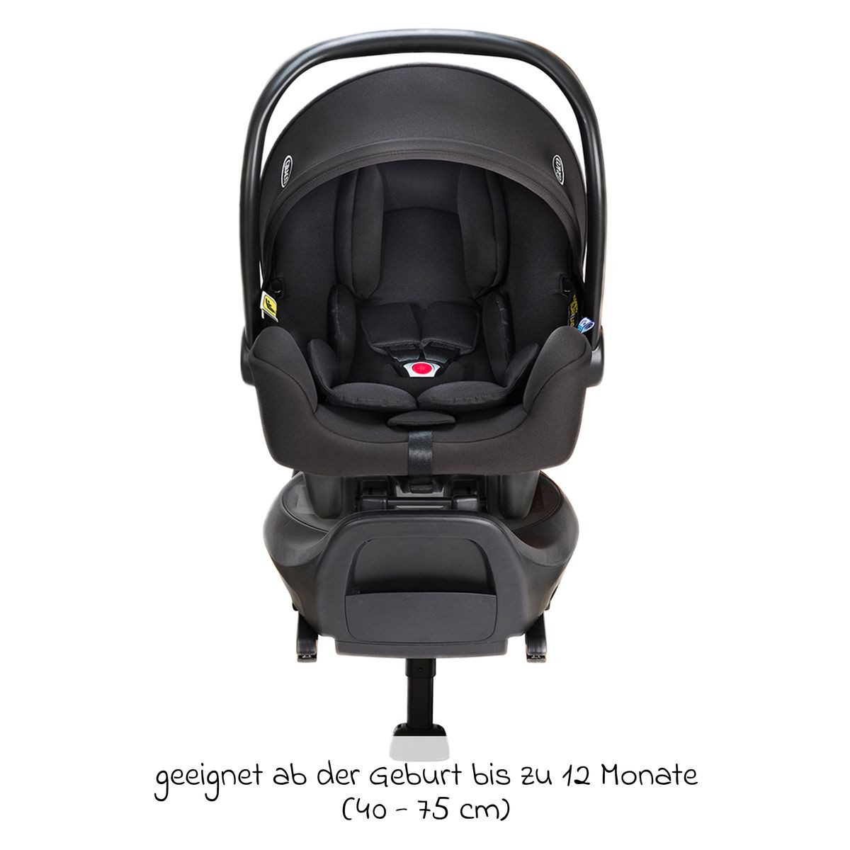 Graco Babyschale SnugLite - Midnight, Baby Autositz ab Geburt bis 13 kg (40 cm - 75 cm) mit Isofix-Basis