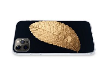 MuchoWow Handyhülle Gold - Blätter - Schwarz - Pflanzen - Luxus - Natur, Handyhülle Apple iPhone 12 Pro Max, Smartphone-Bumper, Print, Handy