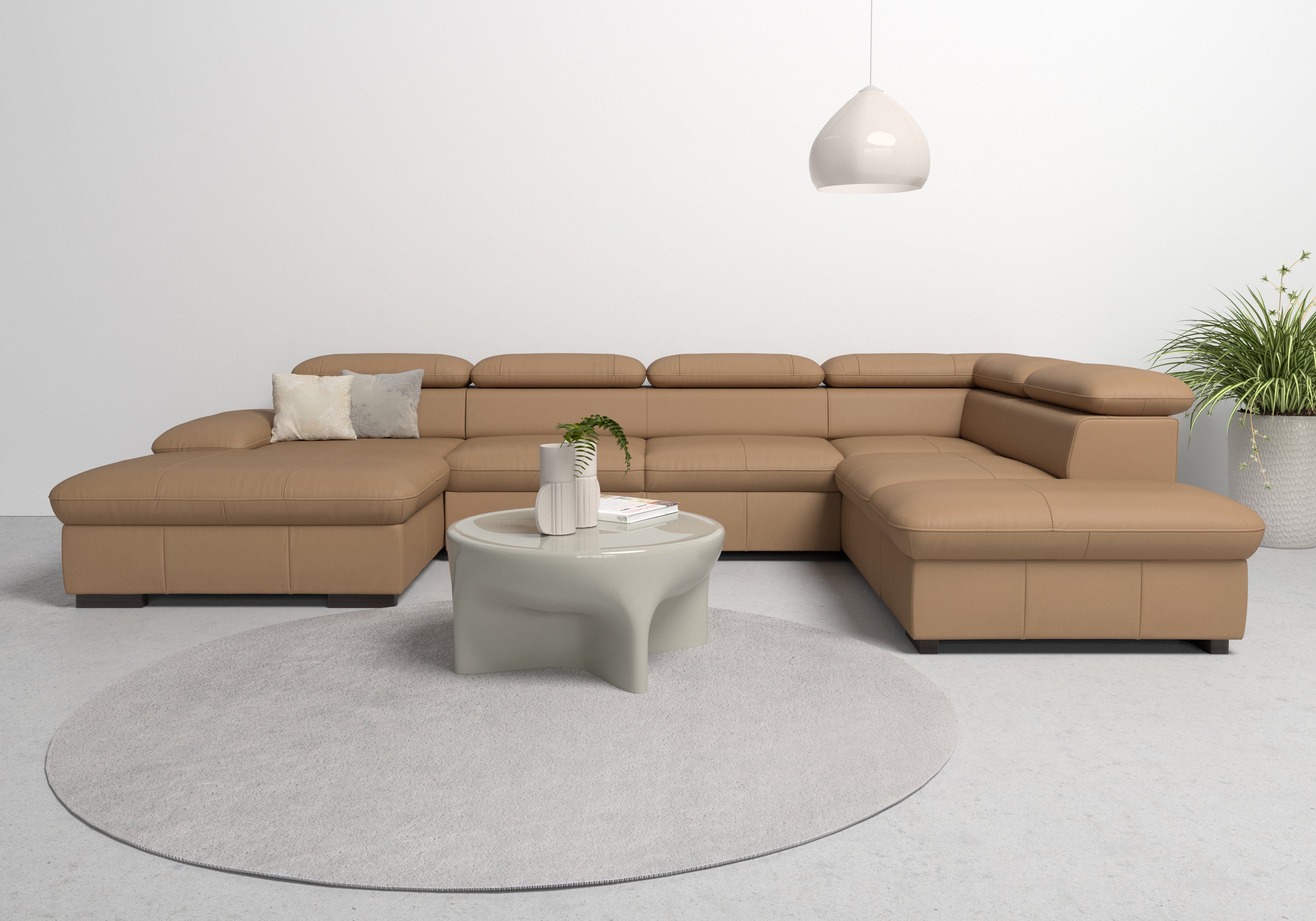 Home affaire Wohnlandschaft Alberto U-Form, mit Kopfteilverstellung, wahlweise mit Bettfunktion