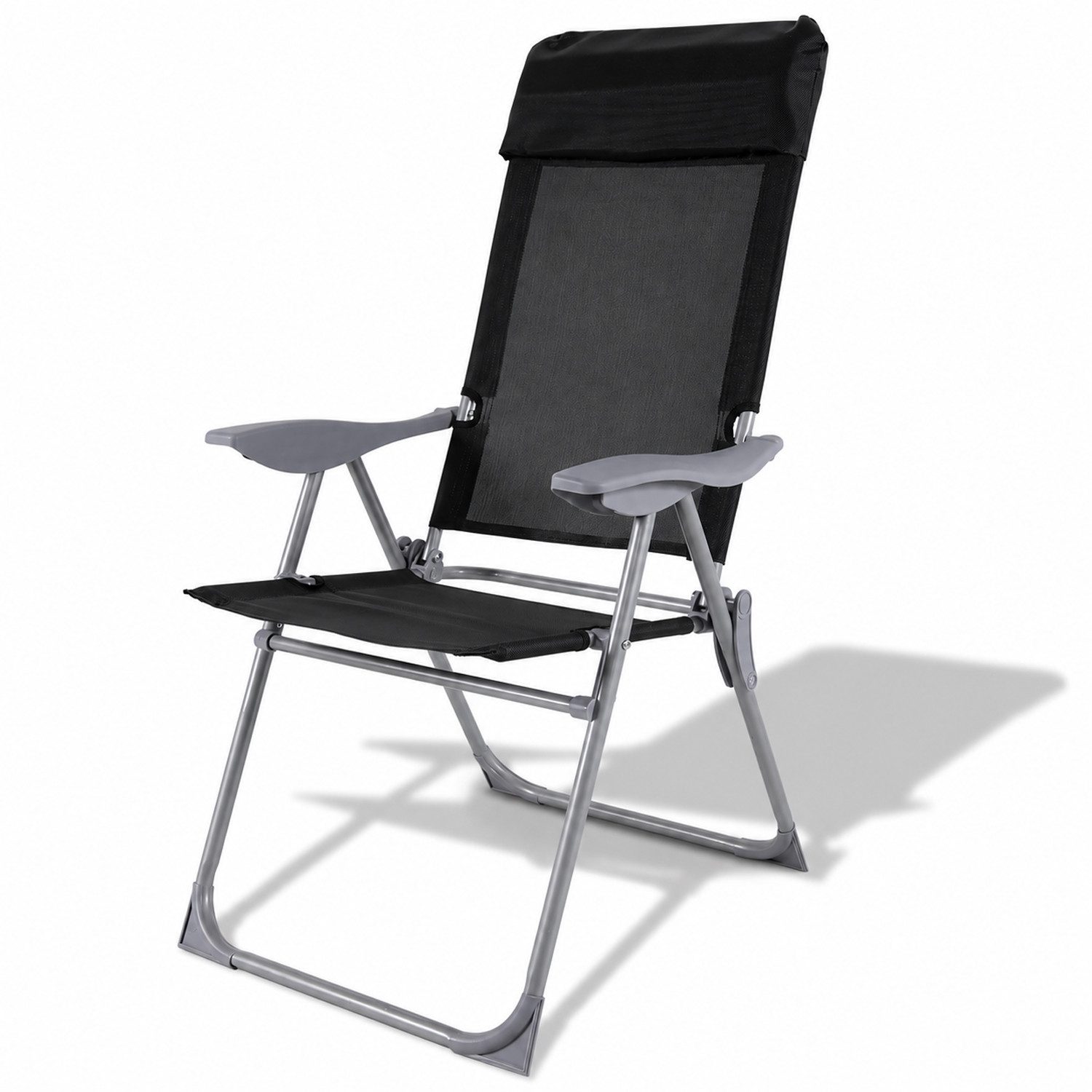 Mojawo Armlehnstuhl Camping Sessel Garten Klappstuhl Campingstuhl Alu Textilen schwarz