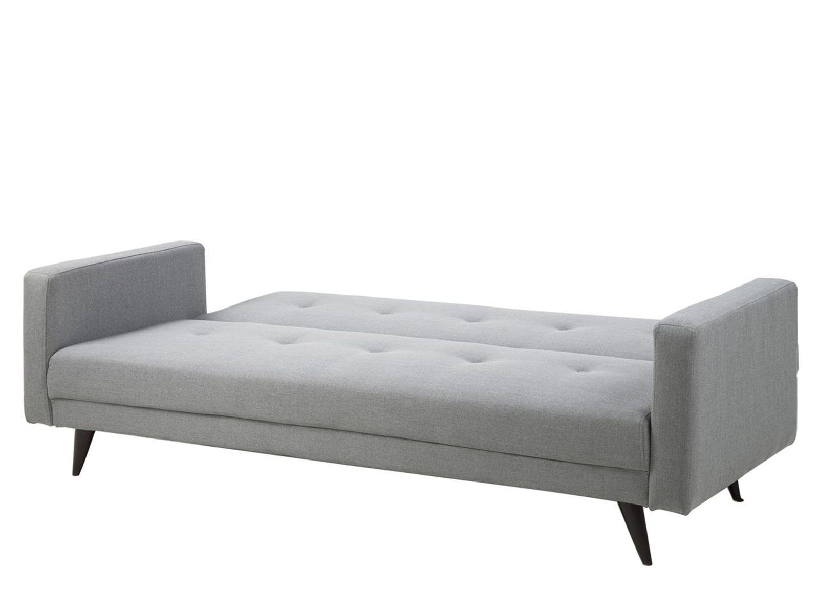 möbelando Schlafsofa Leos, cm, 217 Teile, Knopfheftung, mit in 89 cm. Holzbeine 193x121 Dunkelbraun, Stoff 92 Hellgrau Moderne Breite Tiefe cm, Liegefläche: cm. Bettcouch Sitztiefe: 61,5 cm, Corsica 2 aus Höhe in